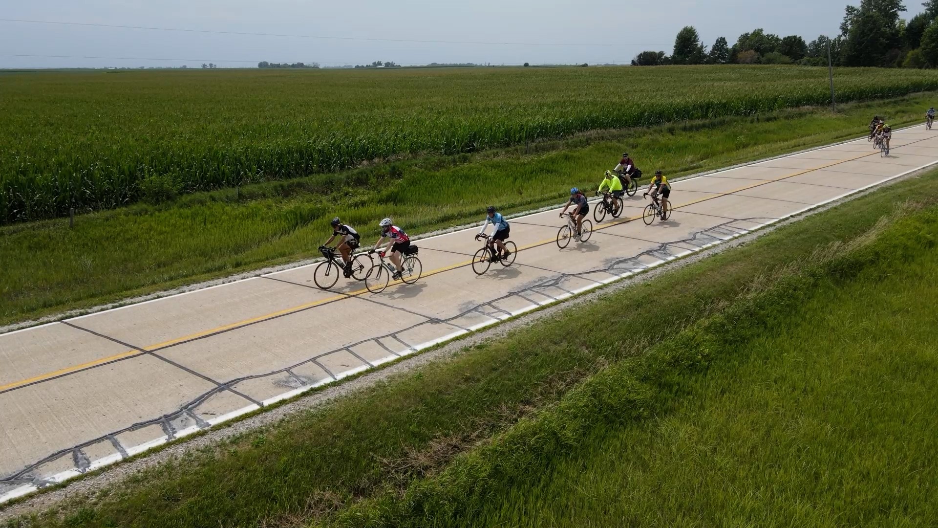 Get a look at the RAGBRAI from high above the pavement in Luther, Iowa.