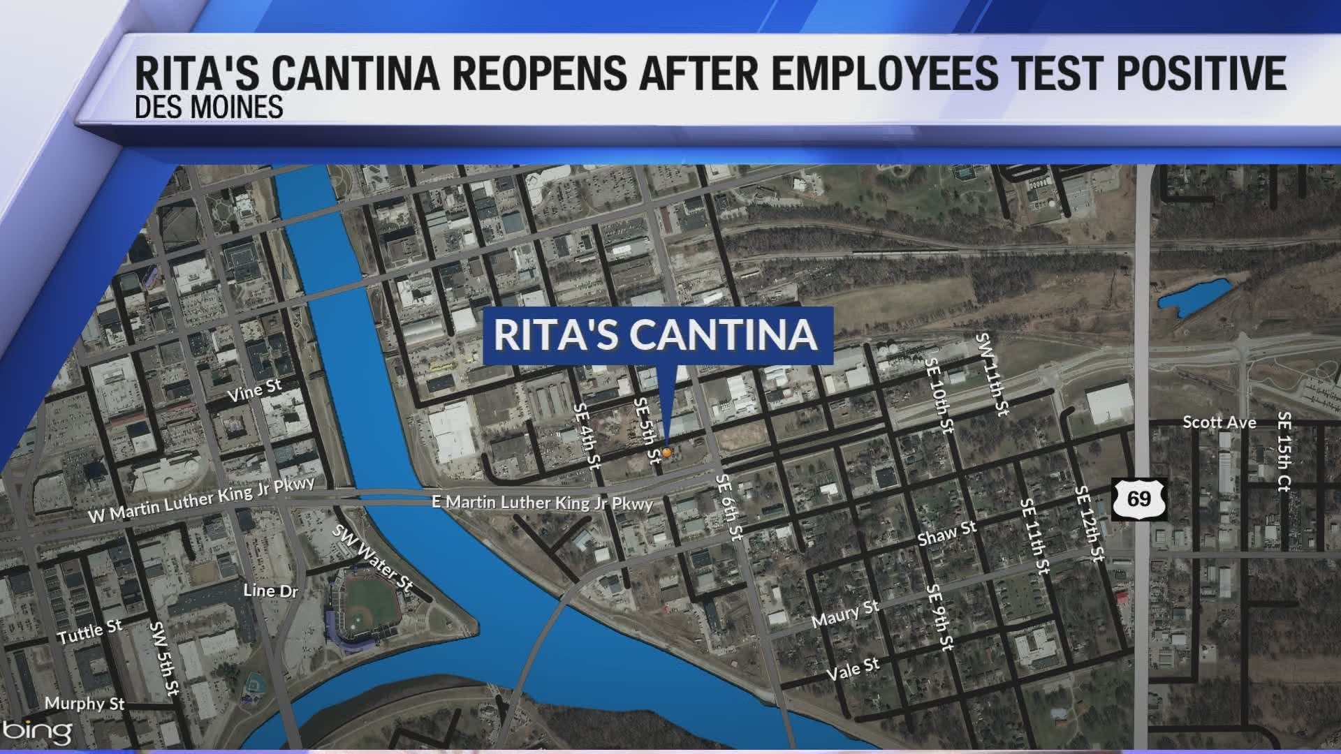 Rita's Cantina in Des Moines reopens after employees test positive for COVID-19.