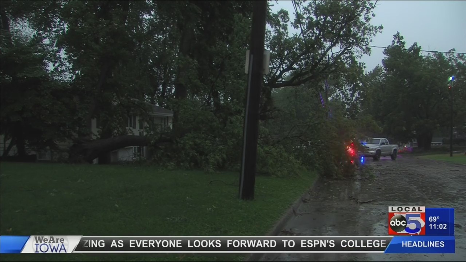 Overnight storms cause downed trees and power lines