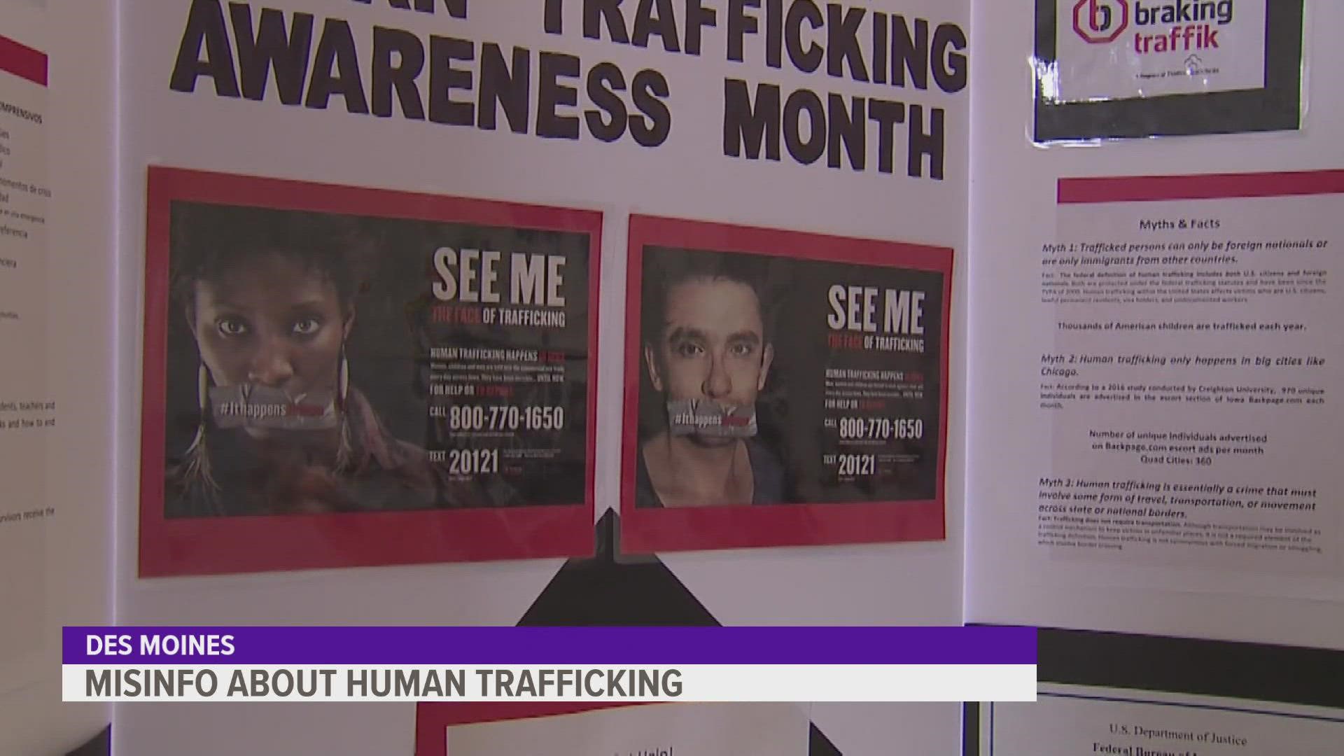 The Iowa Office to Combat Human Trafficking received 43 tips about human trafficking in 2020.
