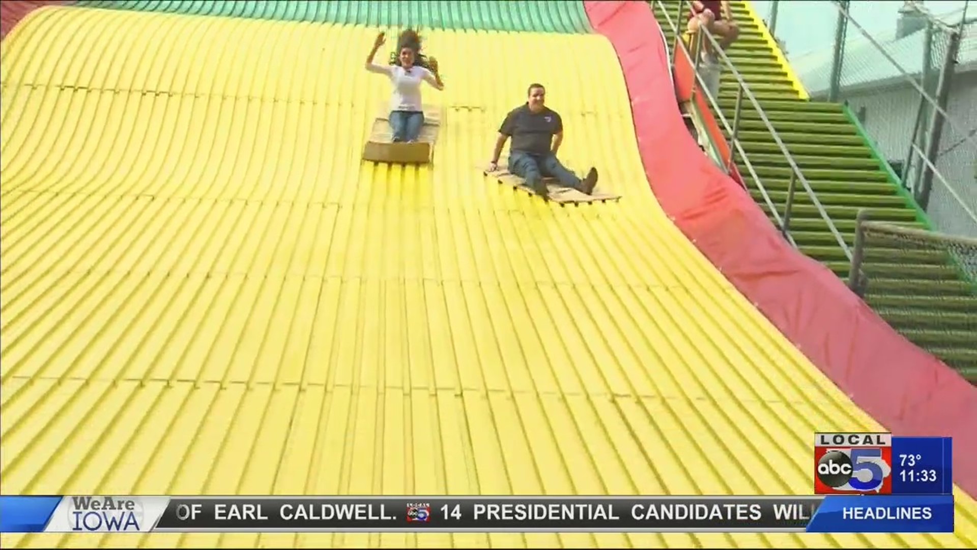 Kicking off the 2019 Iowa State Fair at the Local 5 Giant Slide