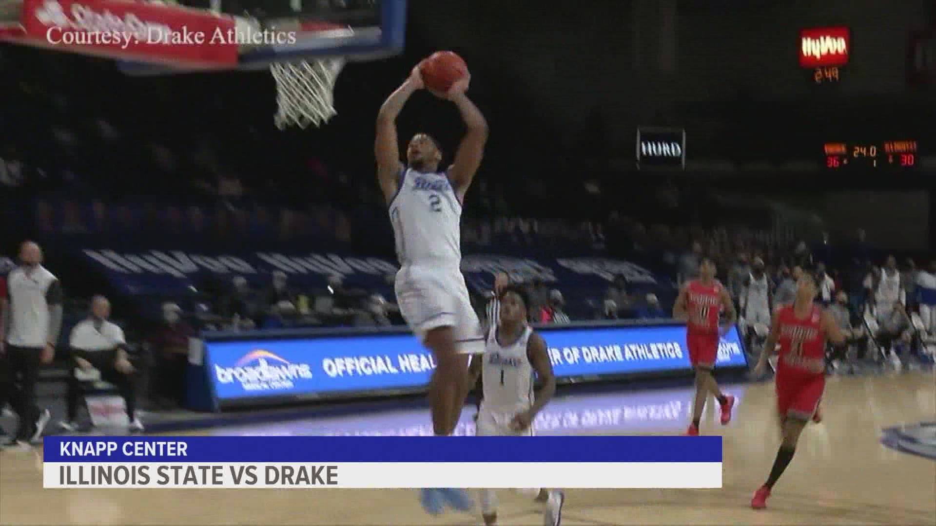 Drake Men's Basketball stays undefeated following an overtime thriller with Illinois State.