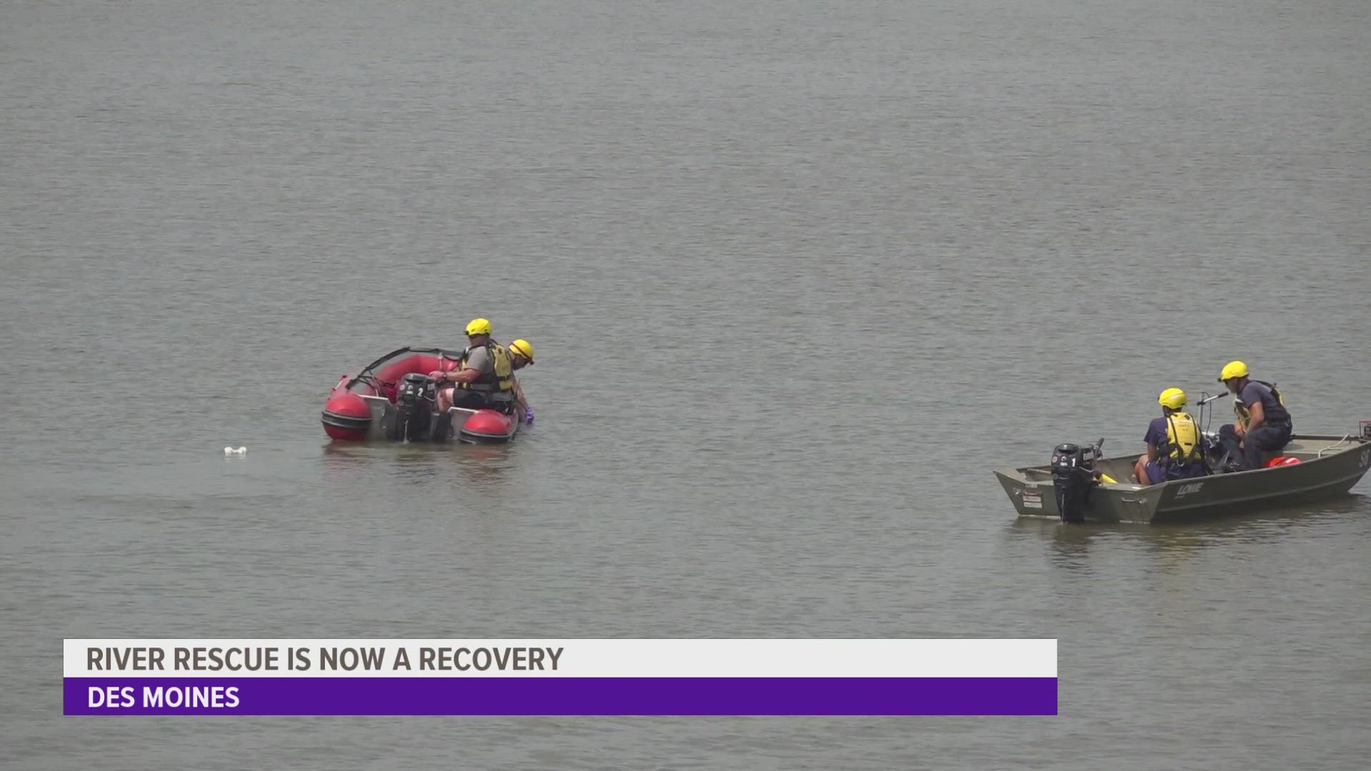 The Des Moines Police Department said a water rescue was being conducted on the Raccoon River along SW 2nd Street on Friday.