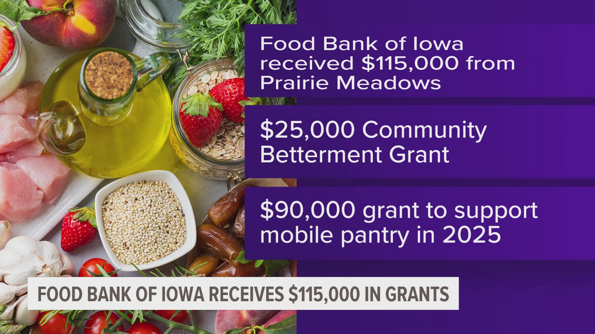 One grant is labelled as a community betterment grant while the other is a grant designated to support a mobile pantry in 2025.