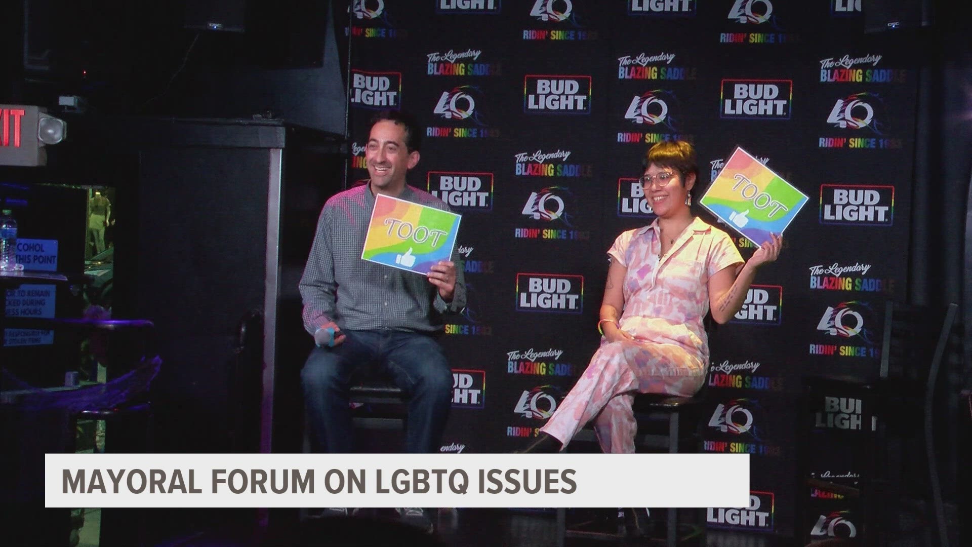 The LGBTQ mayoral forum kicked off at 5:30 p.m. at the Blazing Saddle.