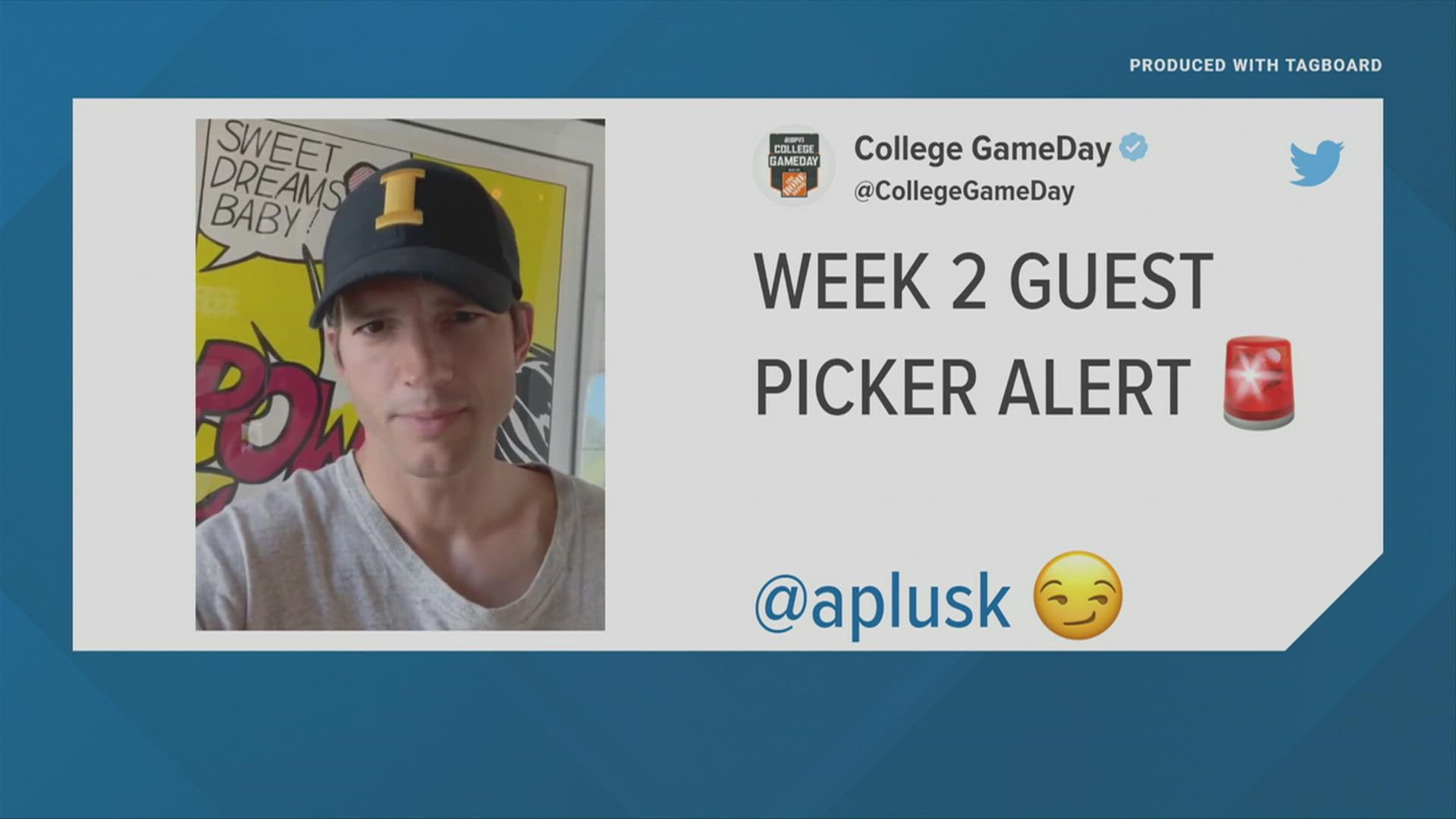 "Who's got two thumbs and is the celebrity guest picker tomorrow morning on ESPN for College GameDay? This guy," the Iowa native said on social media.