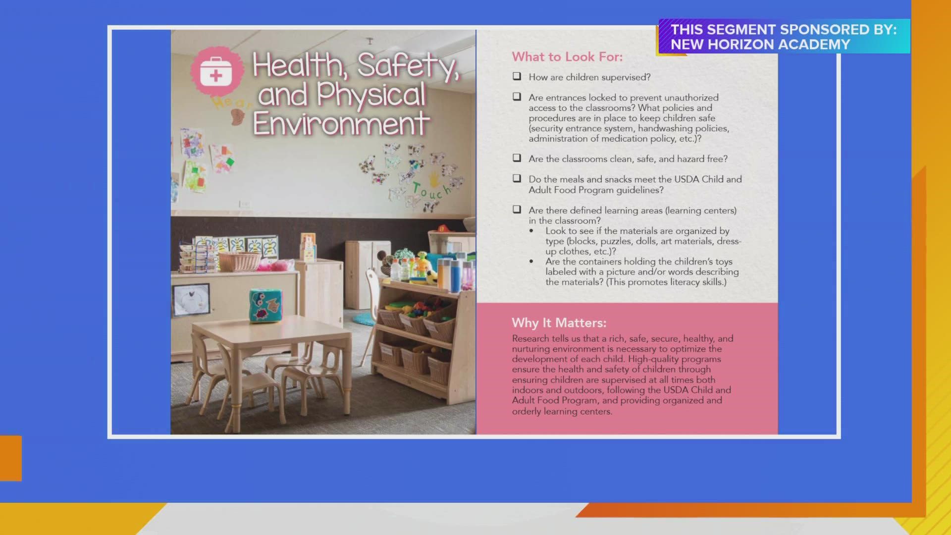 Jeannine Laughlin, Area Director-New Horizon Academy, talks about what to look for in quality child care and how you can get a copy of their checklist | Paid Content