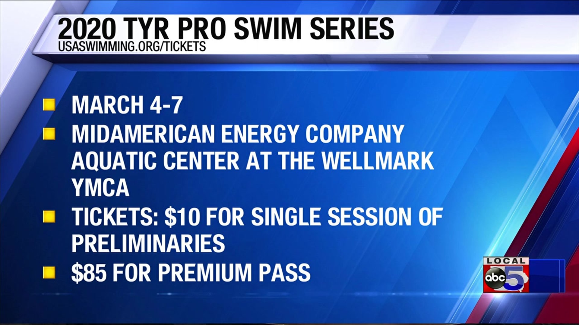 You can now get your ticket to watch as professional swimmers from around the world test their limits as the 2020 TYR Pro Swim Series returns to Des Moines again.