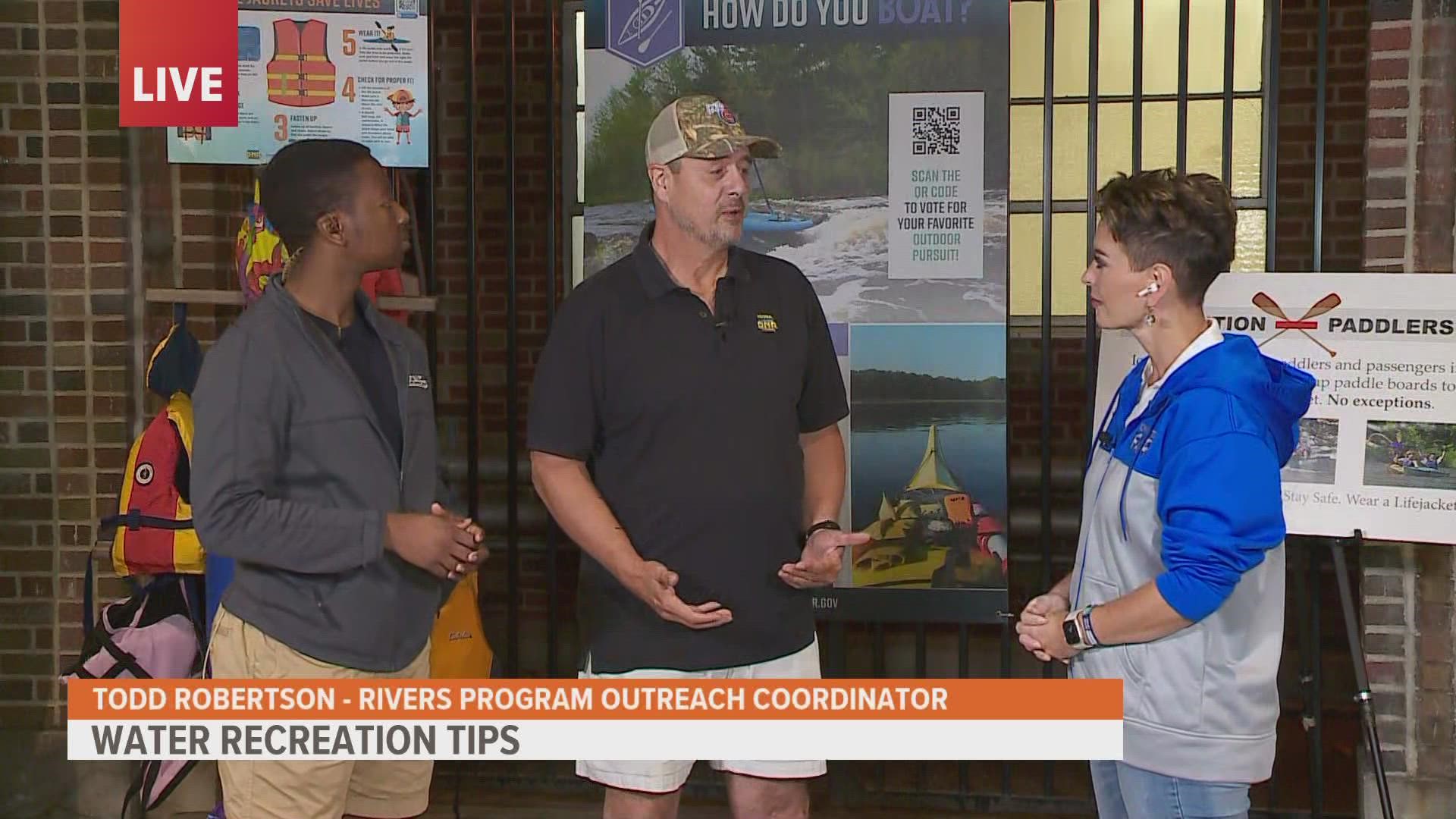 Tom Robertson, rivers program outreach coordinator for Iowa DNR, speaks to the "Good Morning Iowa" team about the importance of water safety.