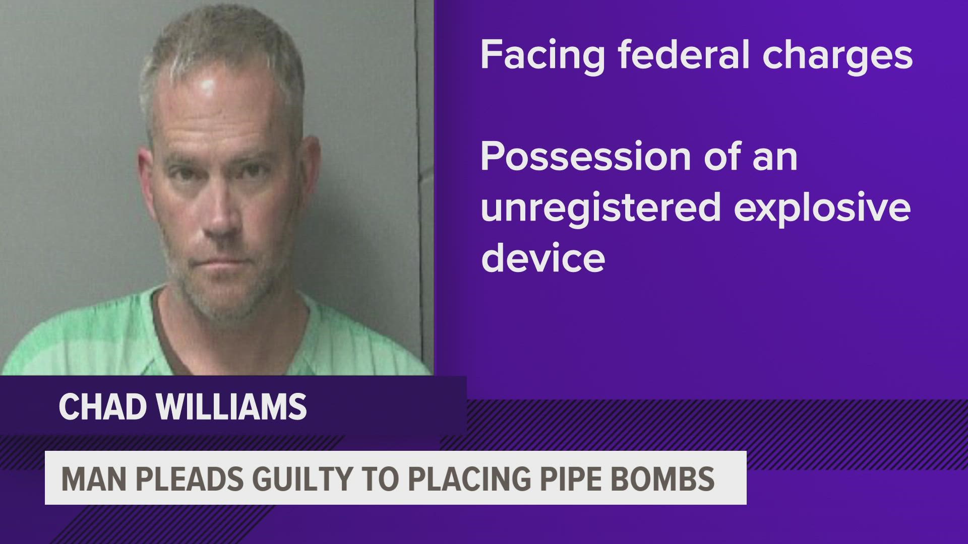 Chad Allen Williams was arrested in June after several explosive devices were found in Ankeny.