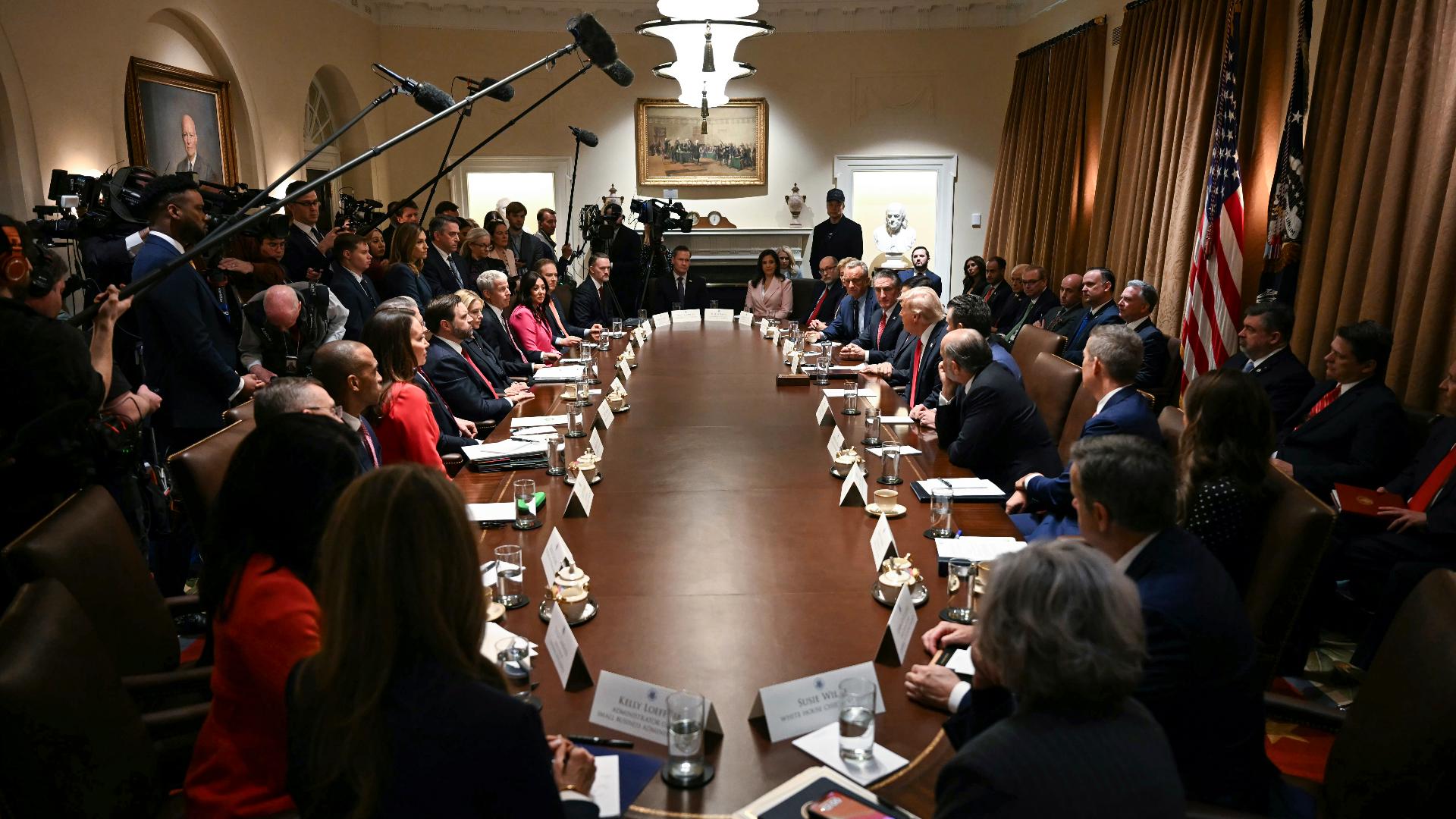 Trump holds first cabinet meeting of second term, with Elon Musk of DOGE in  attendance
