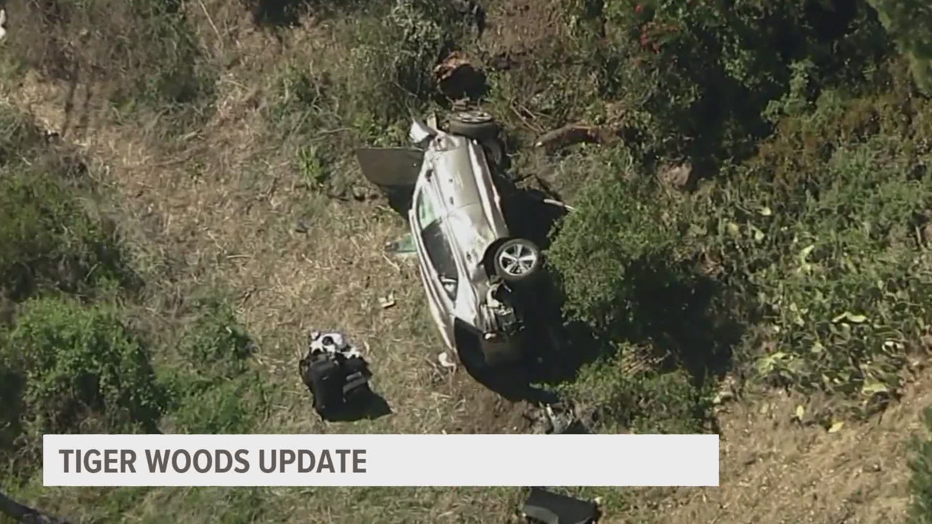 The first deputy who arrived at the scene of the rollover crash said "it’s very fortunate that Mr. Woods was able to come out of this alive."