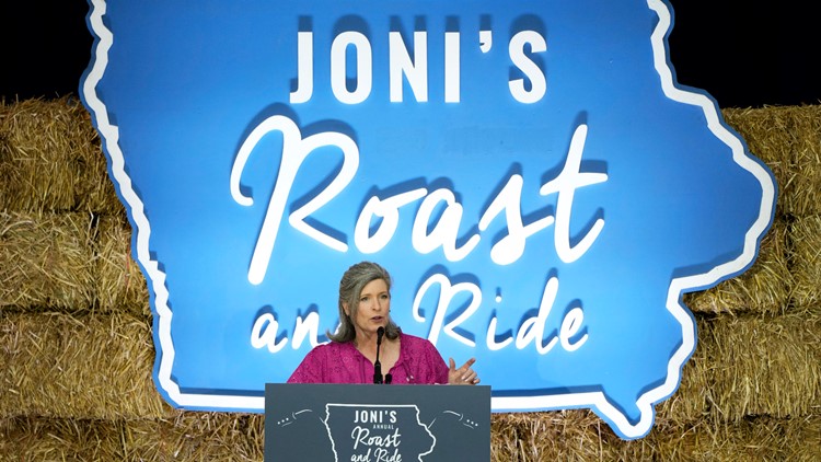 At Ernst's 'Roast and Ride' rally, DeSantis signs Bible, Pence hops on motorcycle and more