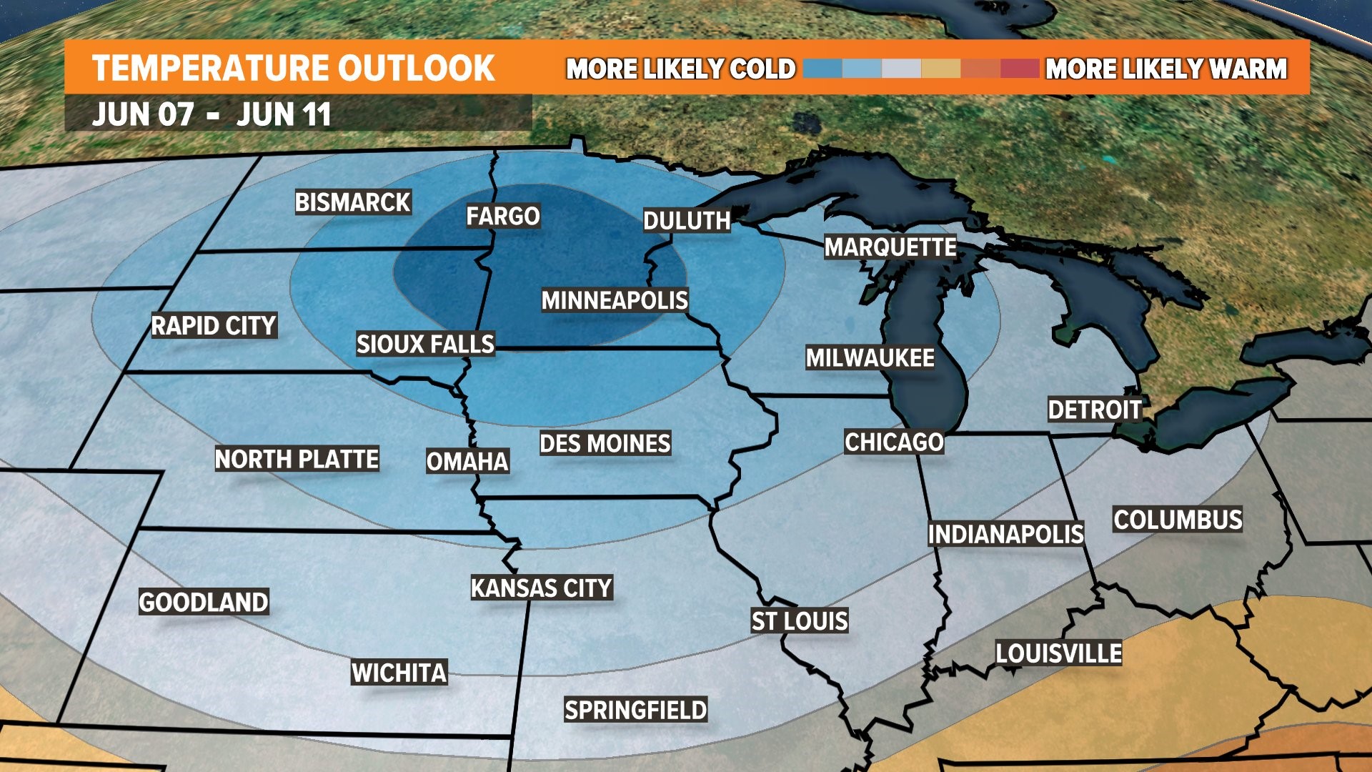 Des Moines, Iowa weather Cooler, wetter weather for early June