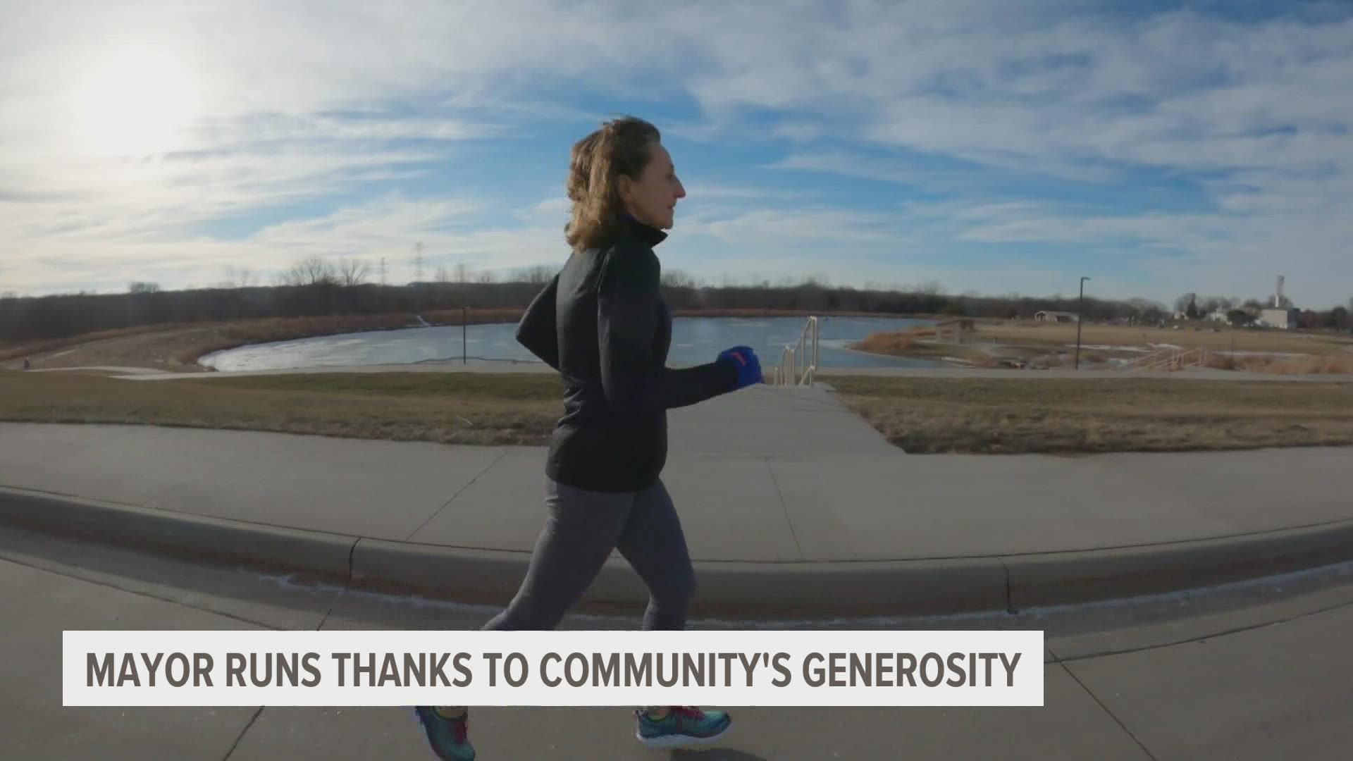 Mayor Paula Dierenfeld challenged her community to donate food or money to a local pantry— and to challenge herself, she's running one mile for every donation.