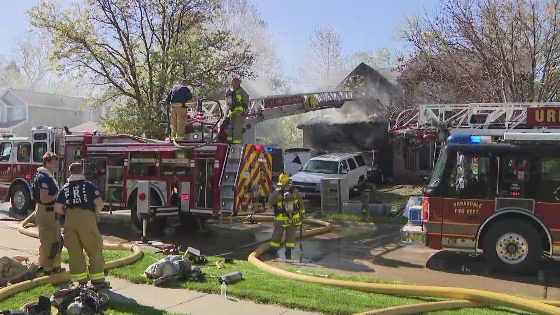 Urbandale and Clive fire departments responded to a garage fire in the 6100 block of Goodman Drive in Urbandale.