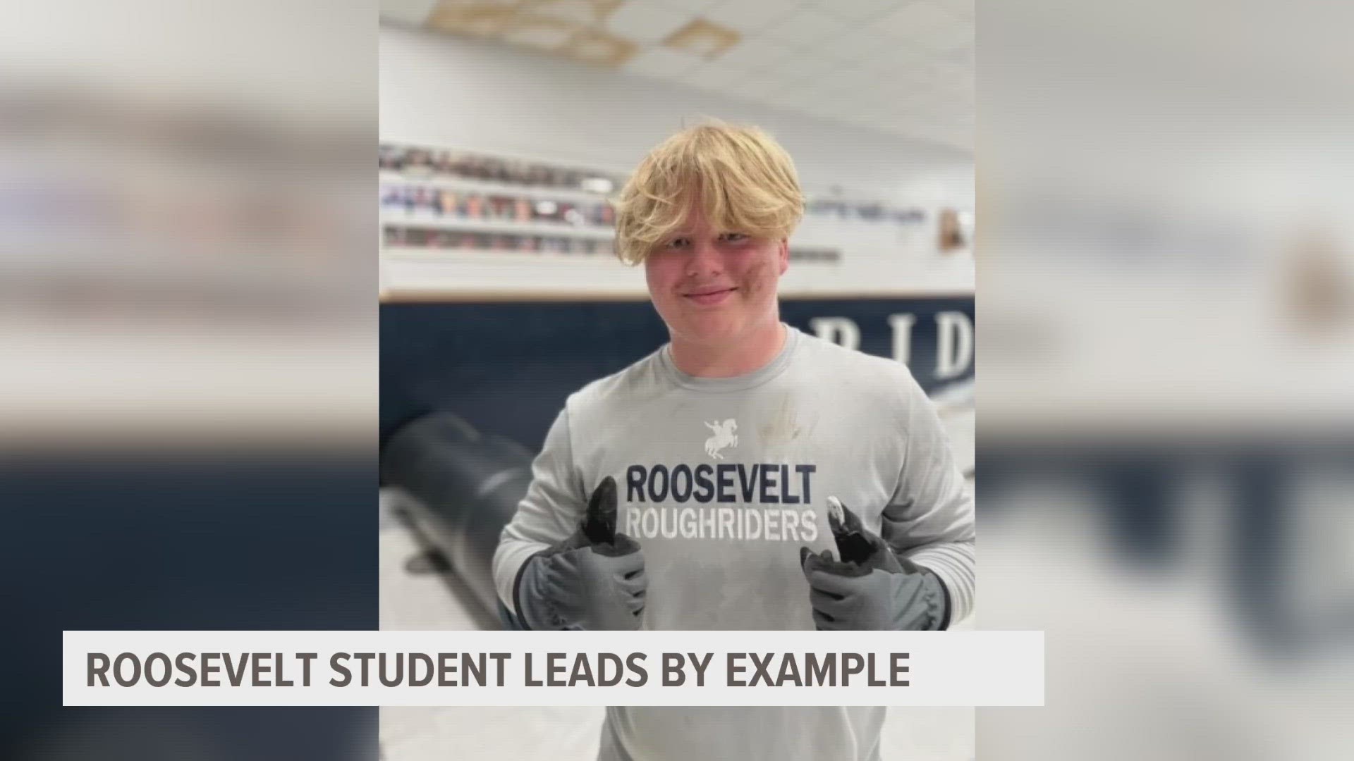 Sam Norris wanted to fix up the school's wrestling room that had been damaged by flooding. Thanks to some help from the community, he was able to achieve his goal.