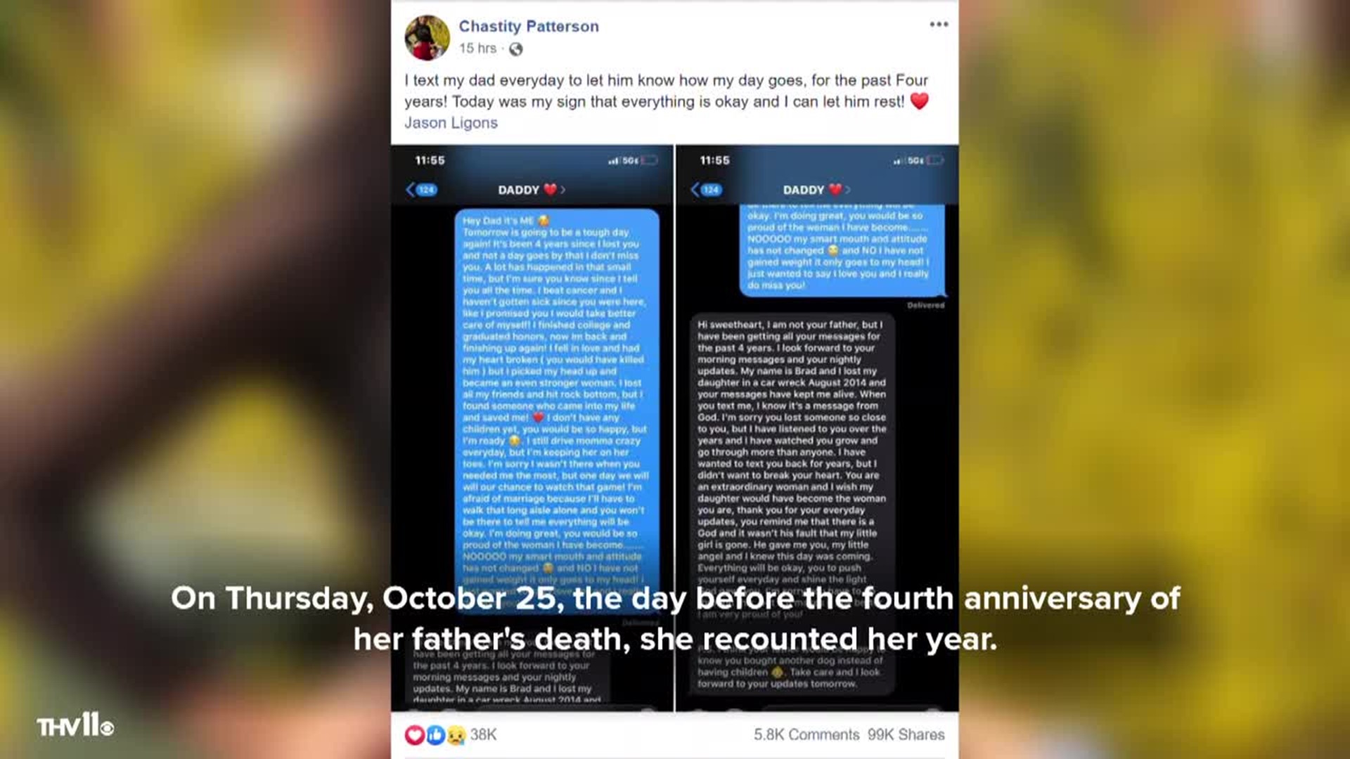 She texted her father's number on 4th anniversary of his death. This year she got a reply