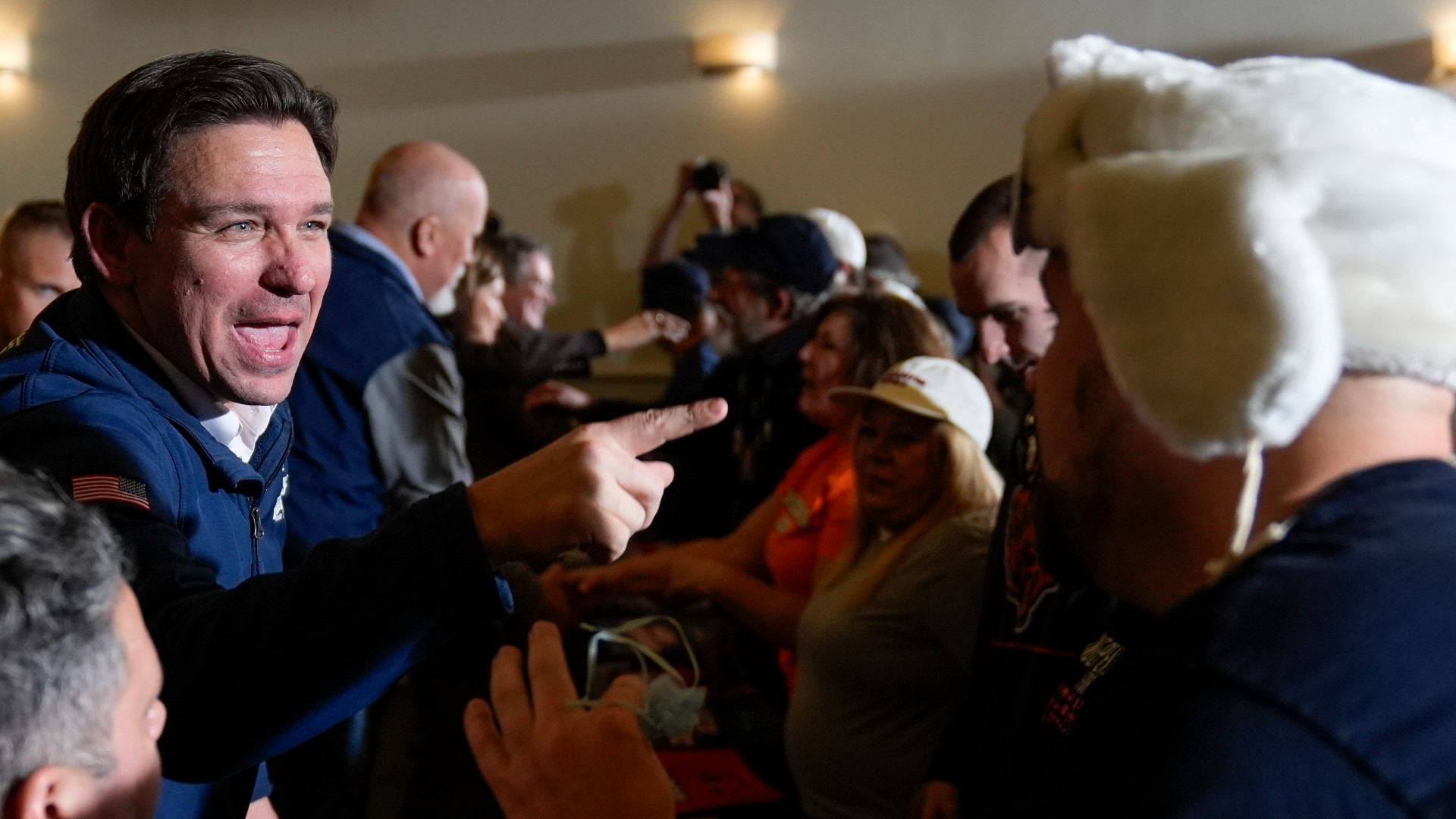 Ron DeSantis, Gov. Kim Reynolds and Bob Vander Plaats all spoke at a caucus event, thanking Iowa voters for turning out in support of the DeSantis campaign.