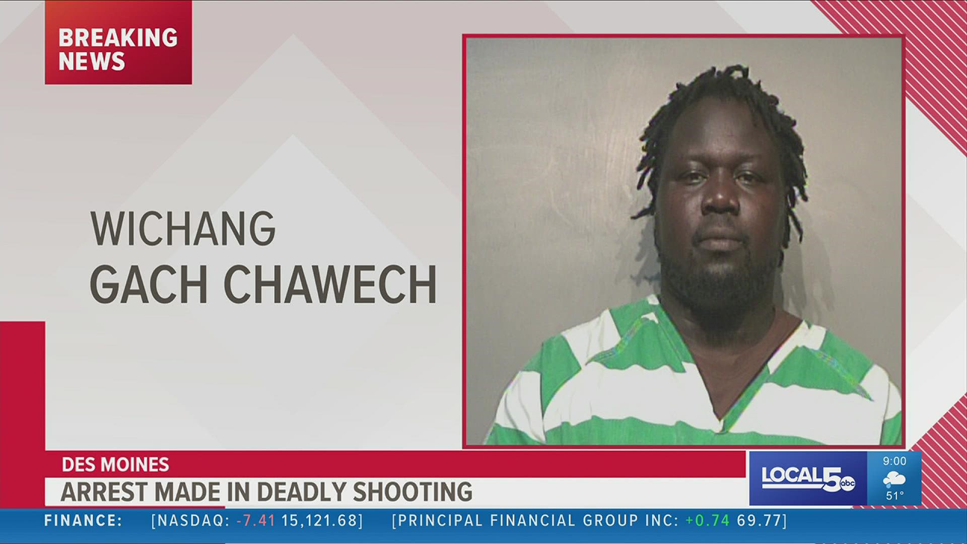 Police arrested Wichang Gach Chawech on First Degree Murder and several other charges for the fatal shooting of Nyamal Deng.