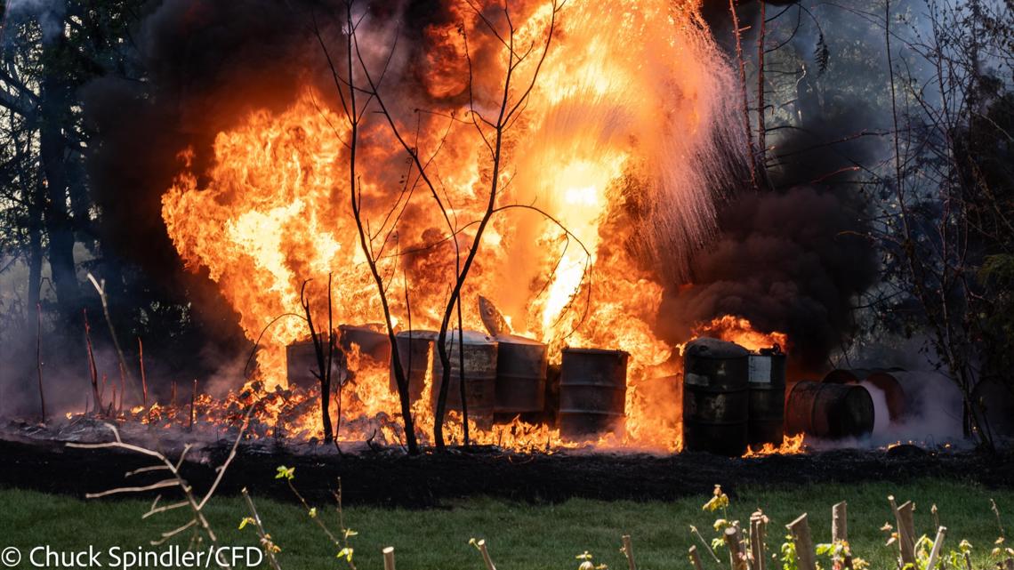 Fire south of Creston causes motor oil explosion