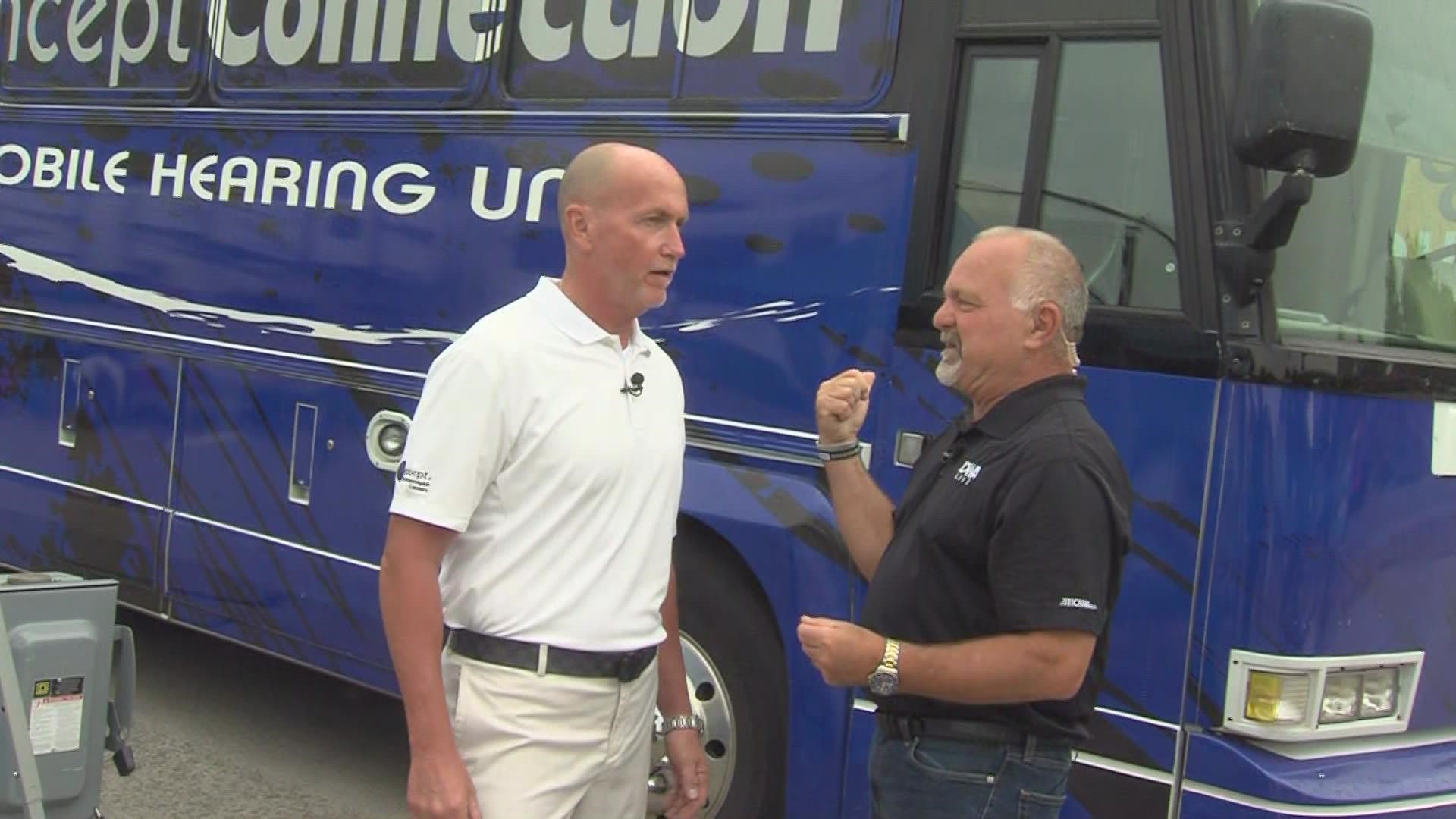 Taylor Parker, President-Concept by Iowa Hearing, shows us around the Concept Bus located on the west end of the ISF and explains big giveaways | Paid Content
