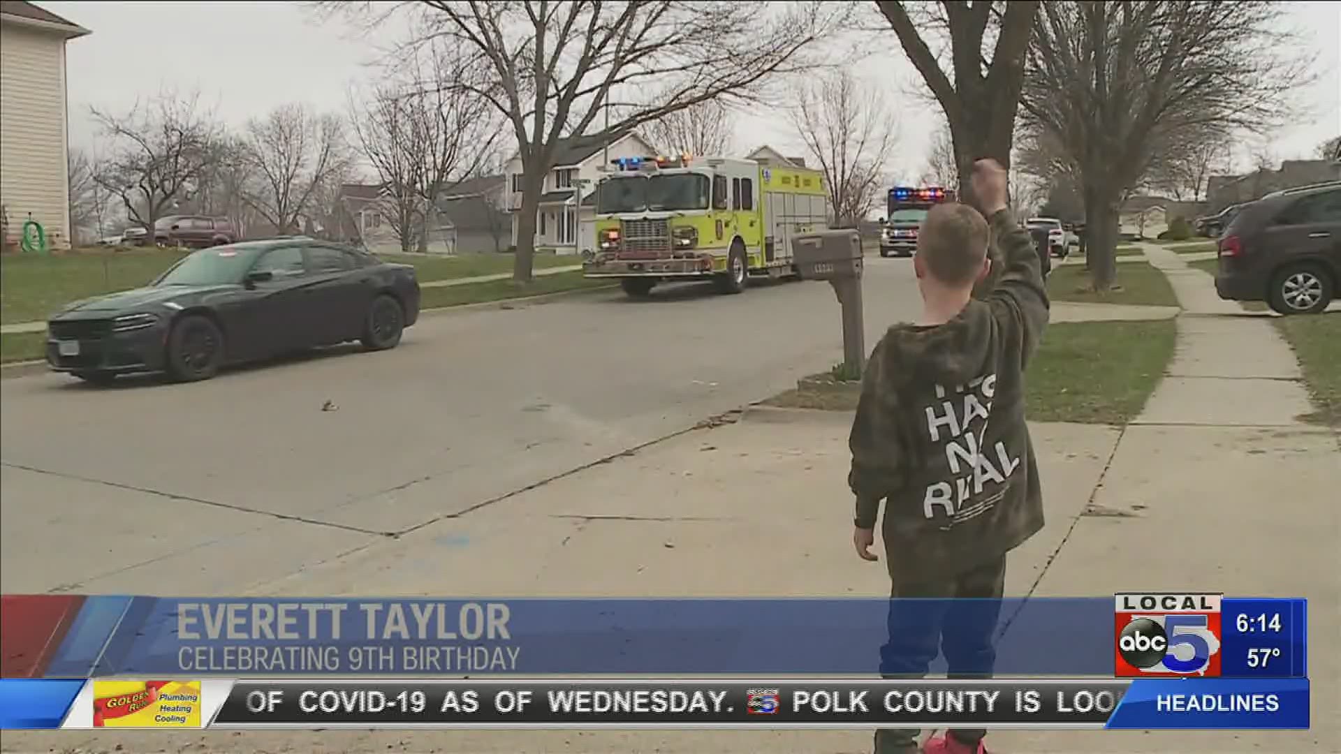 Special drive-by birthday celebration for Johnston 9-year-old