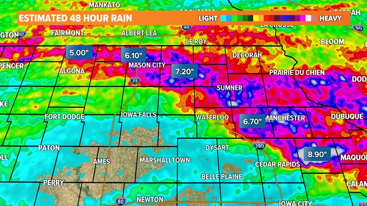 Here are the highest weekend rain totals from across Iowa