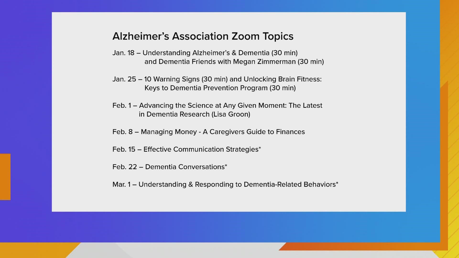 Megan Benzing, Program Manager-Alzheimer's Association Iowa Chapter, has information on the weekly Winter Education Series on the disease that starts January 18th.