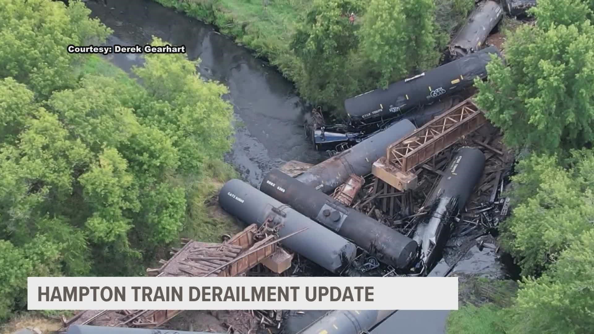 The asphalt should be removed from Otter Creek by the end of the week, but rail cars will take weeks to remove, according to Iowa DNR.