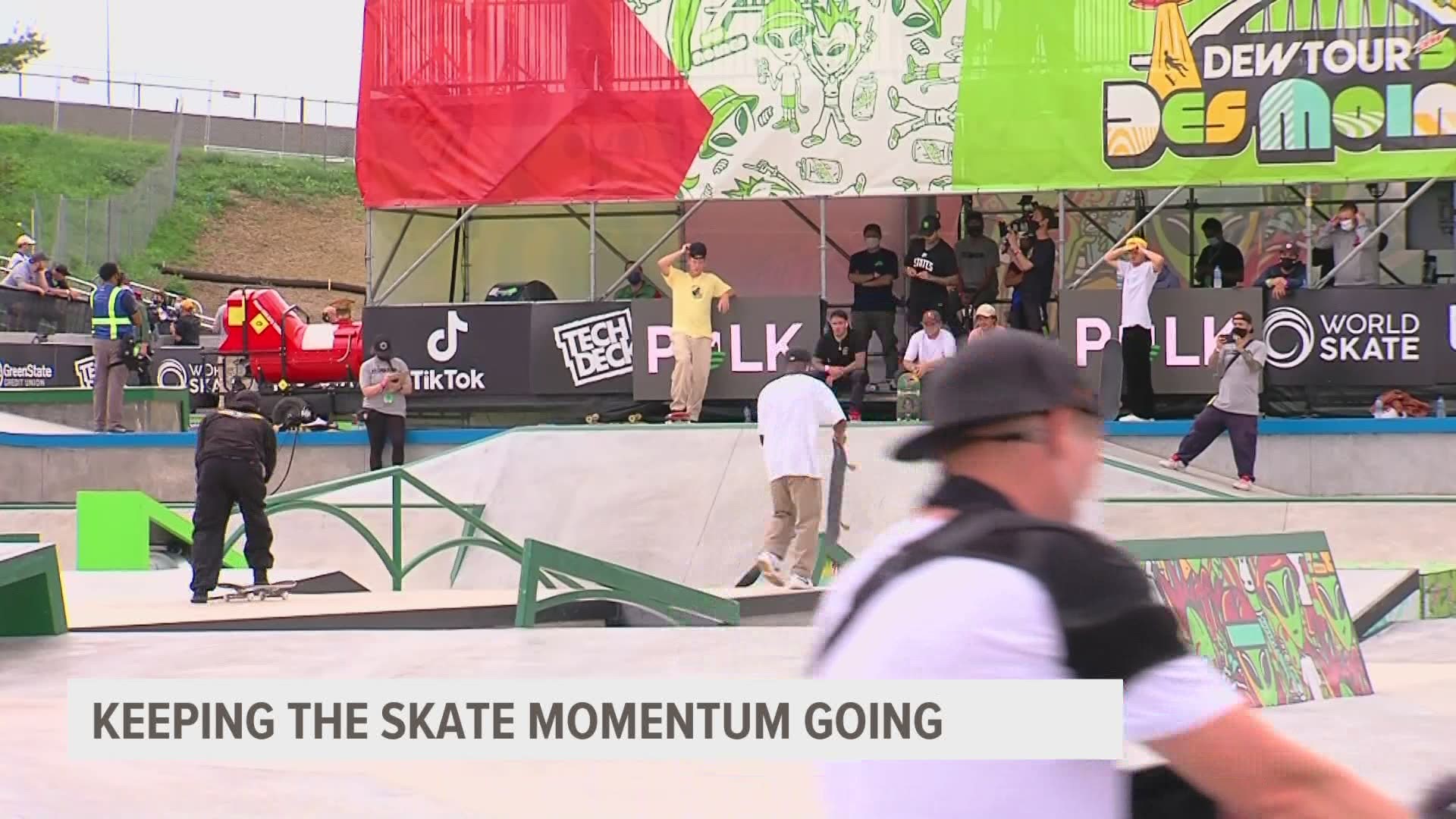 The non-profit Skate DSM plans to keep the momentum of skateboarding going in the metro after the Dew Tour leaves by holding different events at Lauridsen Skatepark.