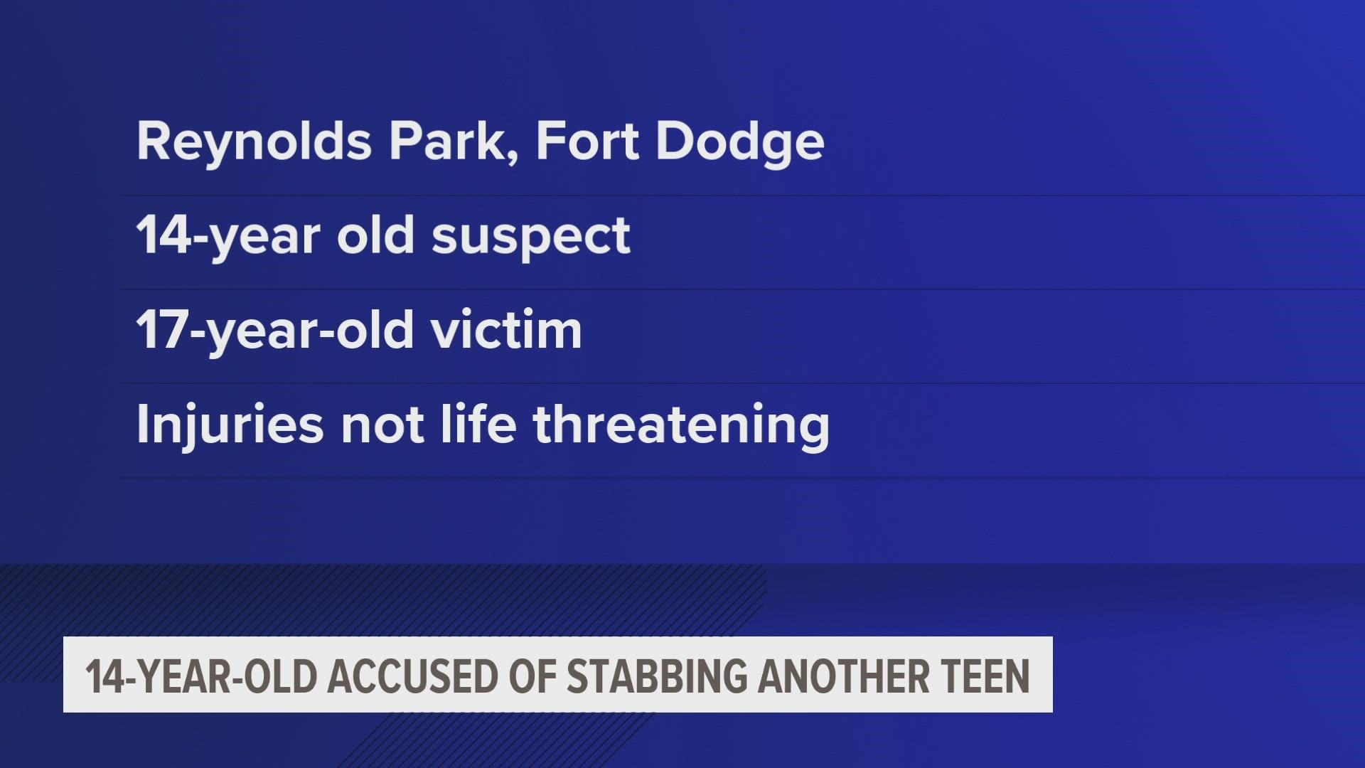 The 14-year-old suspect has been arrested and charged after stabbing a 17-year-old during a fight, the Fort Dodge Police Department said in a press release.