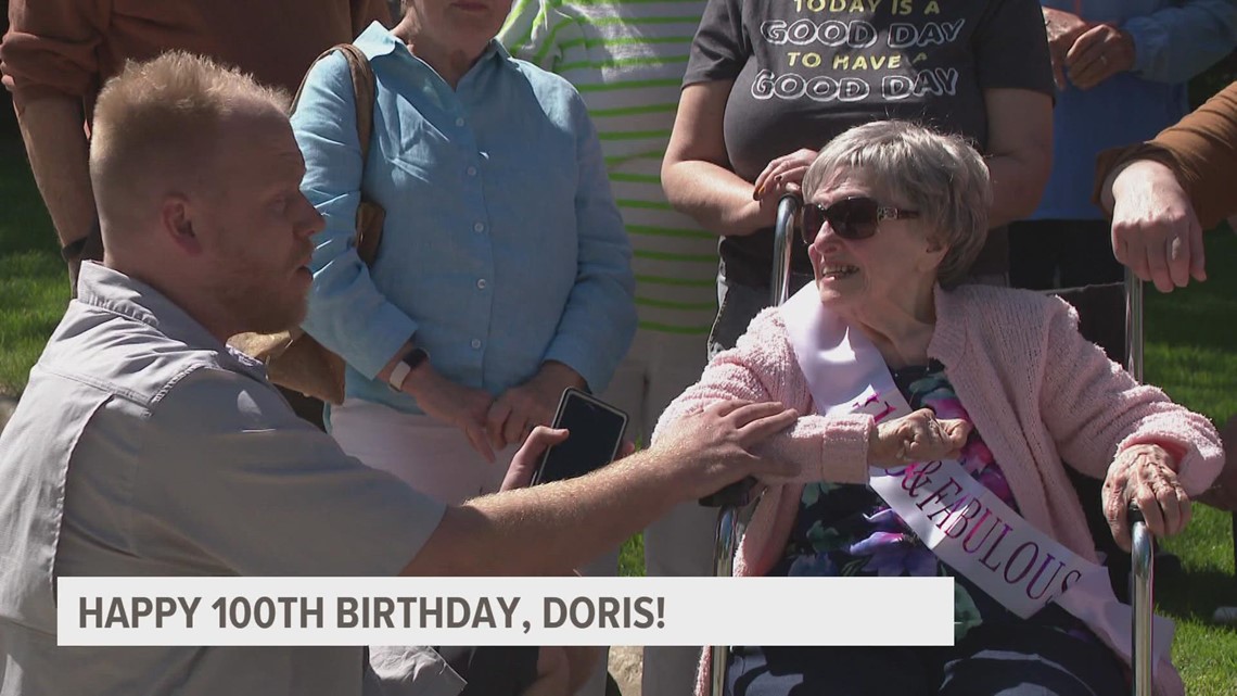 A gorgeous Sunday for Doris' 100th outdoor birthday party!