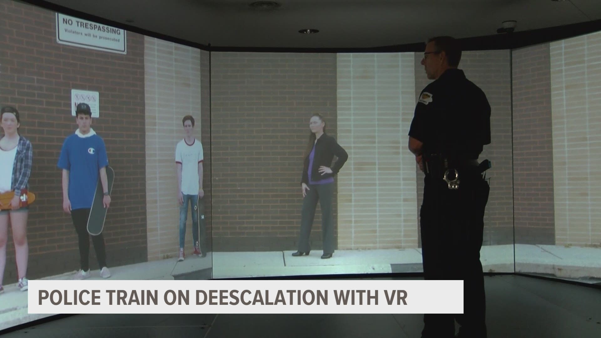 The West Des Moines Police Department uses a virtual reality simulator to help train de-escalation tactics with the goal of not using force.