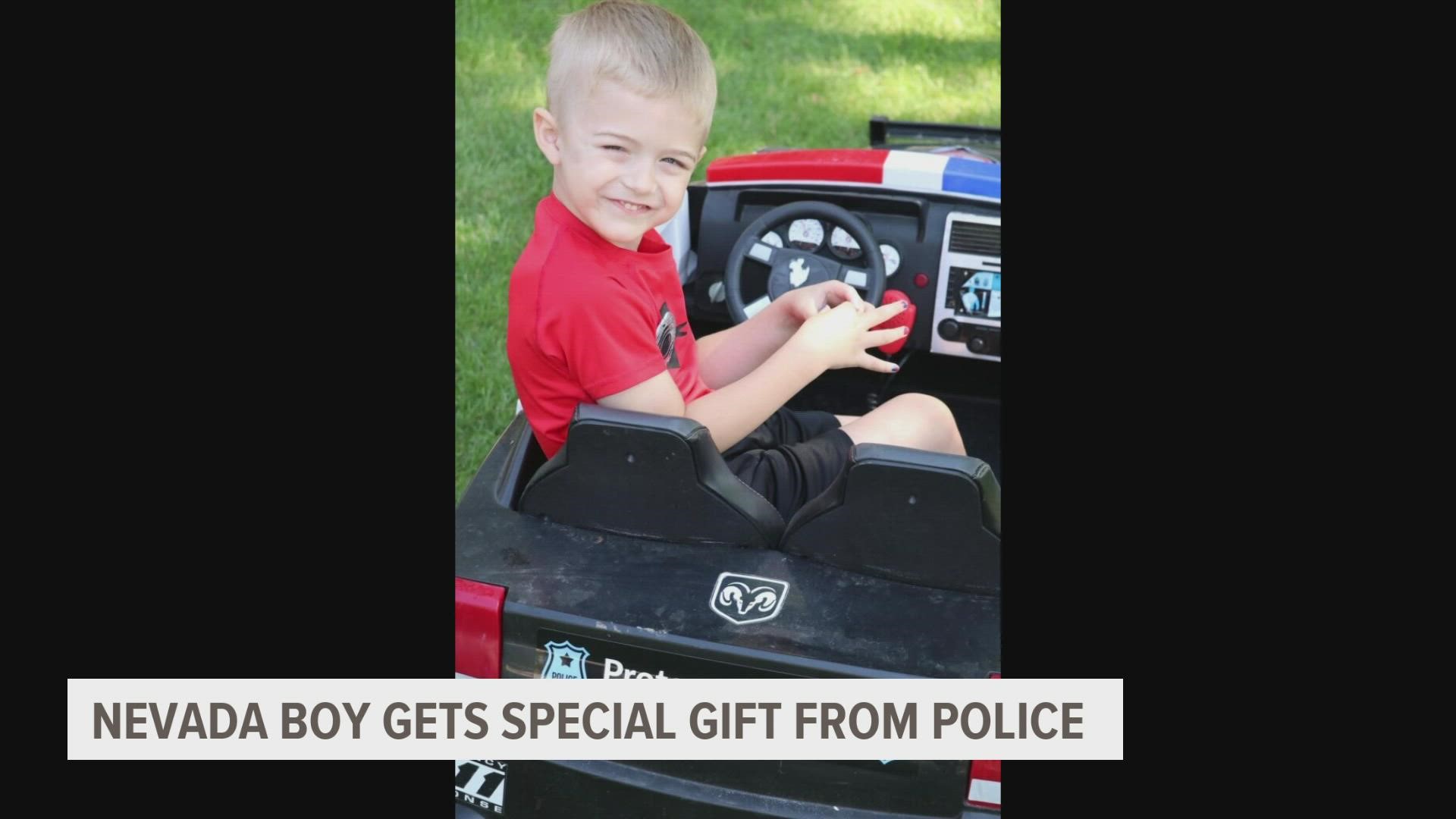 Five-year-old Tucker Garrels has been helping Nevada police patrol the sidewalks—so the officers returned the favor.