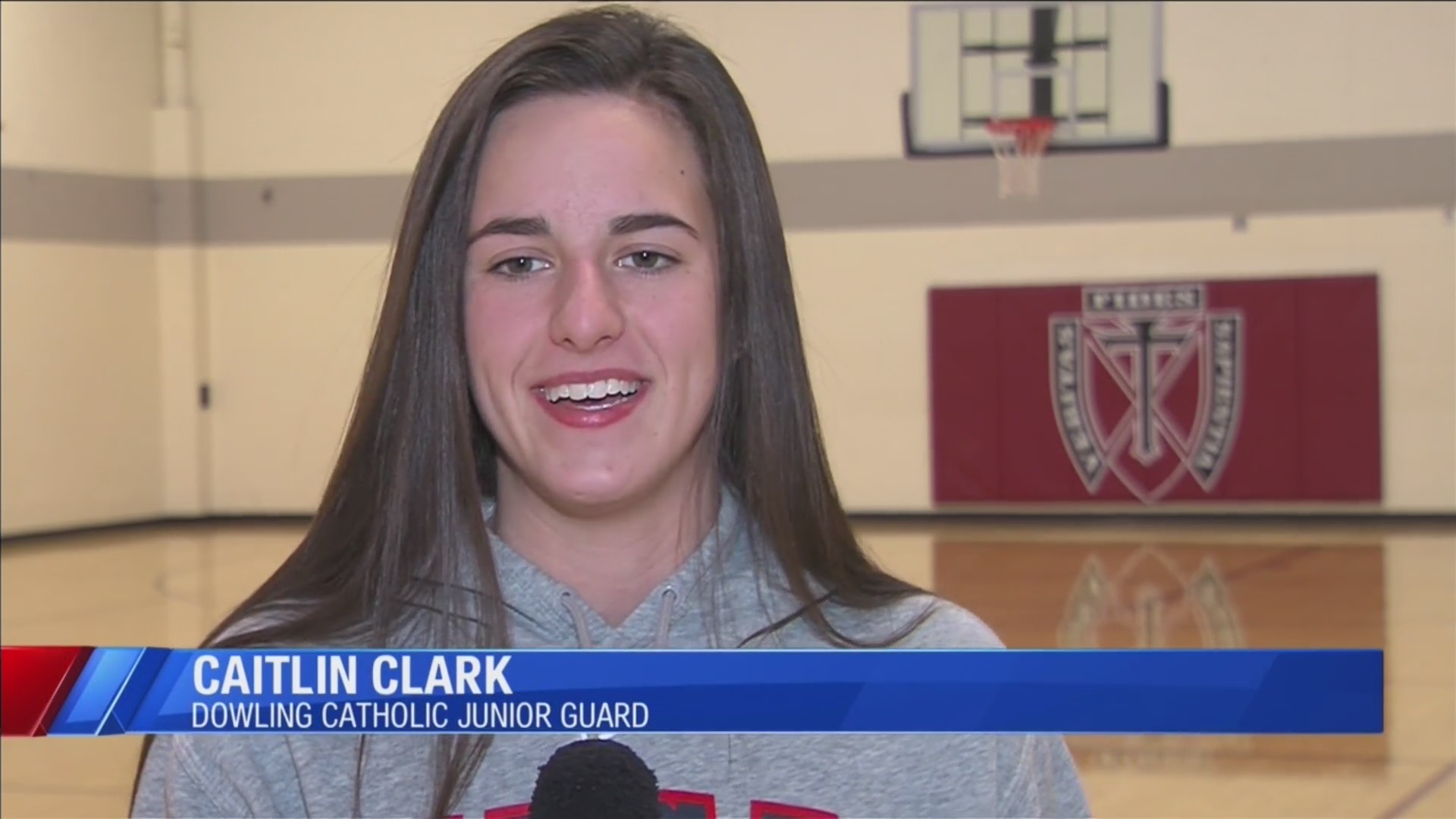 Dowling Catholic star guard Caitlin Clark with one for the record books Monday.