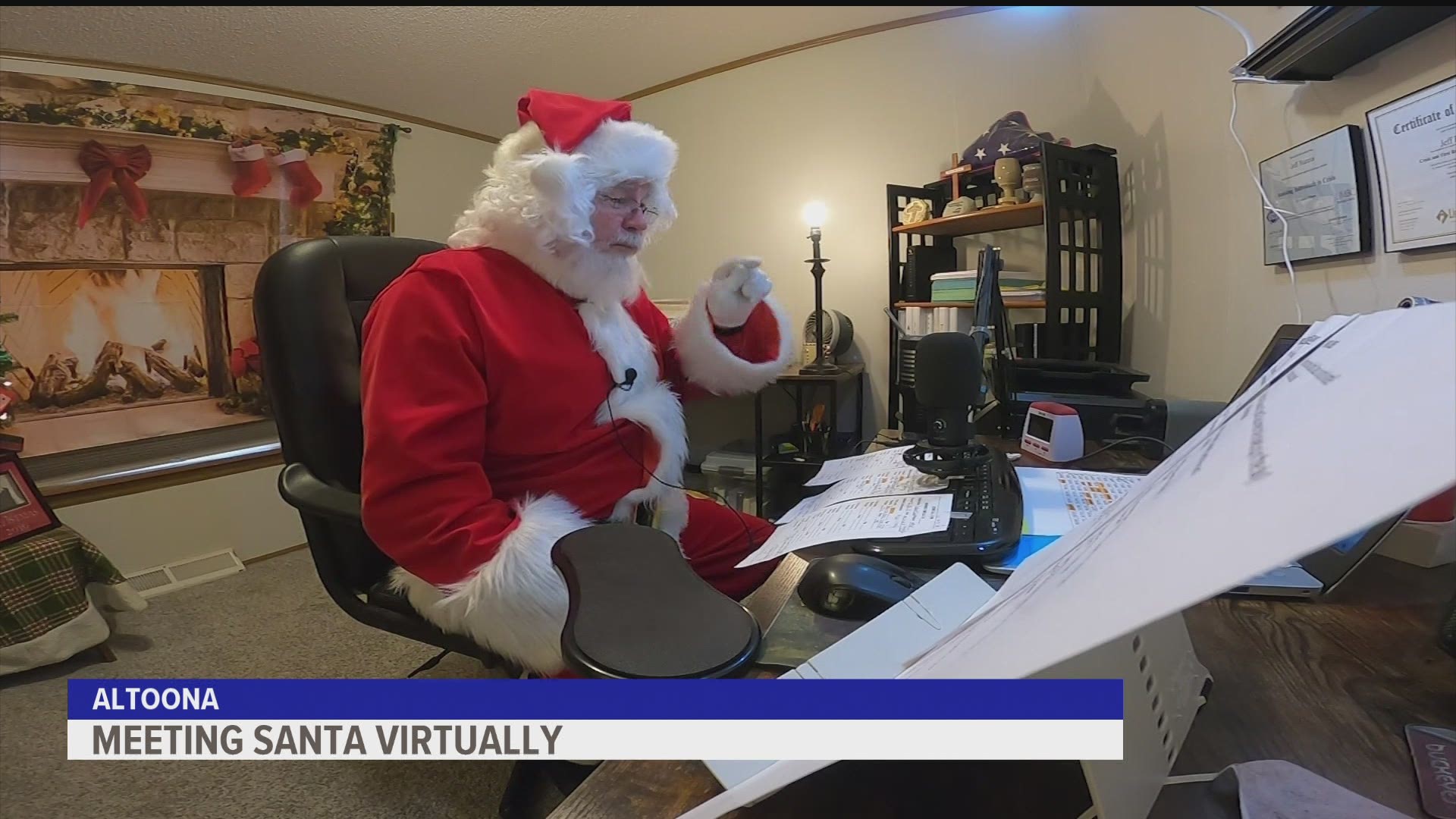 A retired pastor's virtual Santa visits brings smiles to kids' faces and benefits a local charity.
