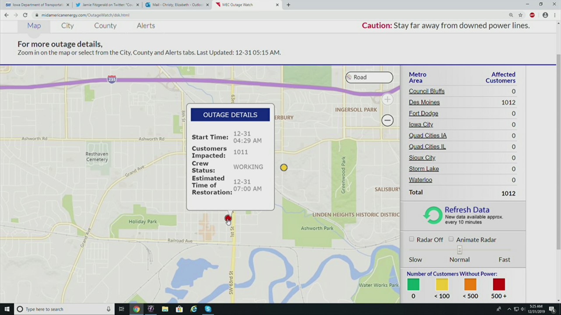 MidAmerican customers without power Tuesday morning