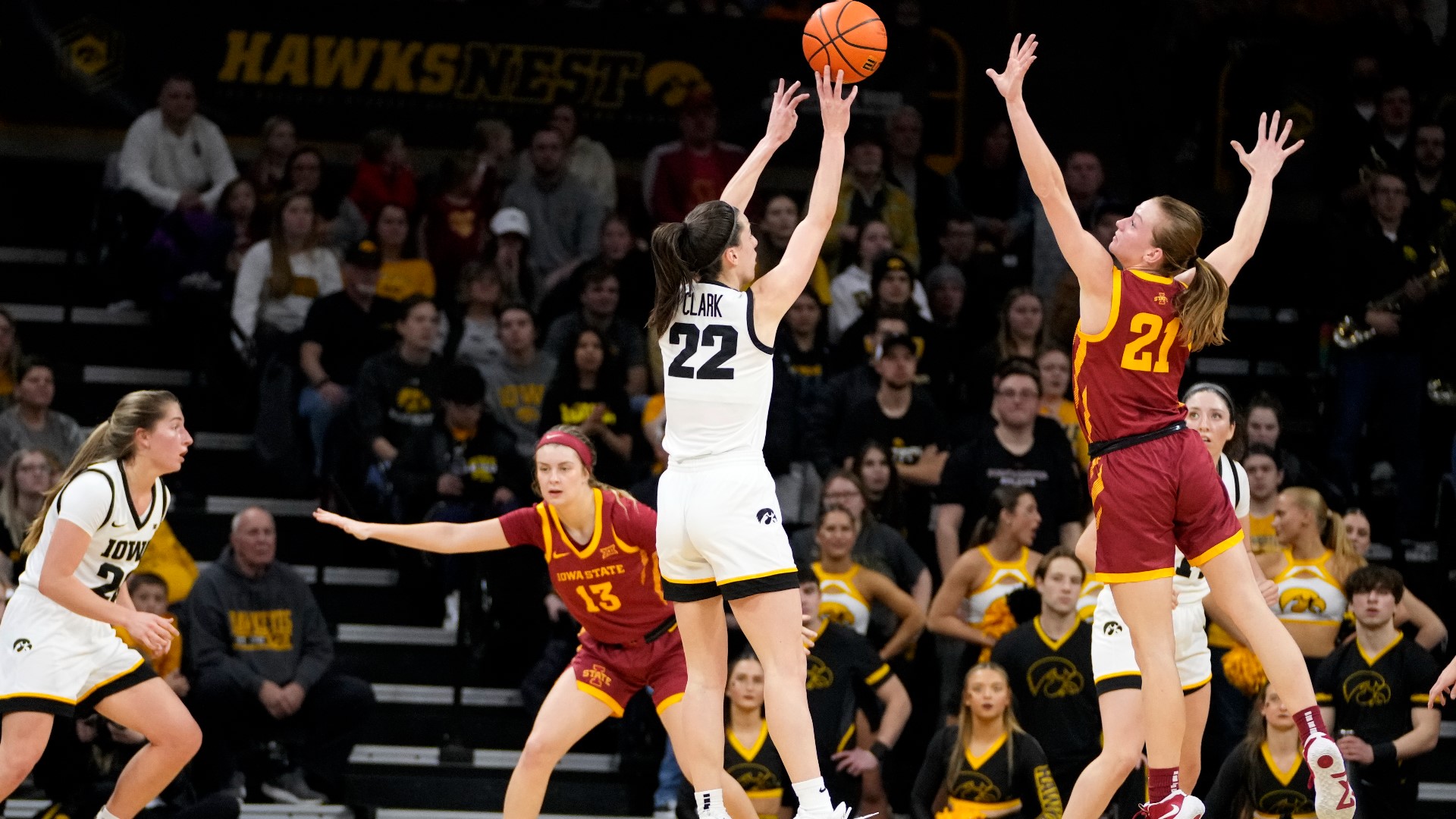 Kate Martin added 13 points for the Hawkeyes, who have won six of the last seven games in the rivalry and are 7-3 overall.