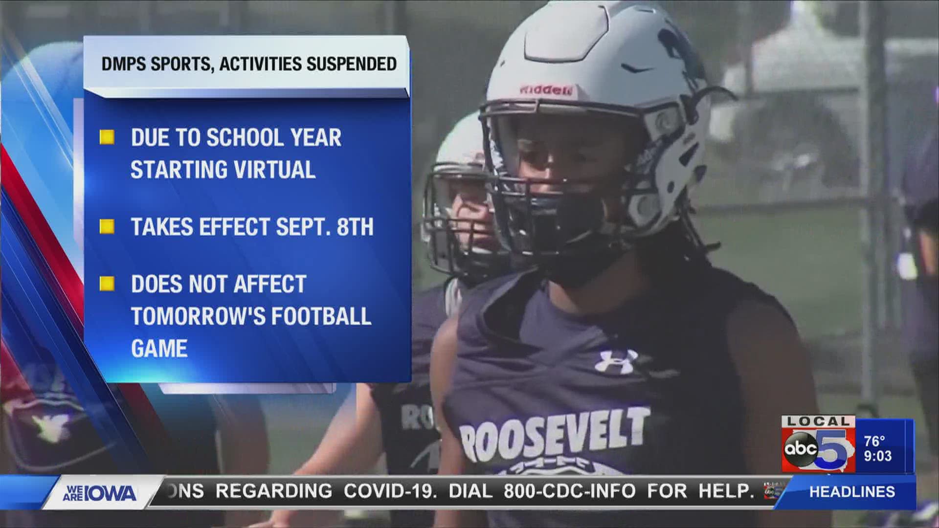 Des Moines Public Schools sports, in-person activities suspended due to virtual learning start