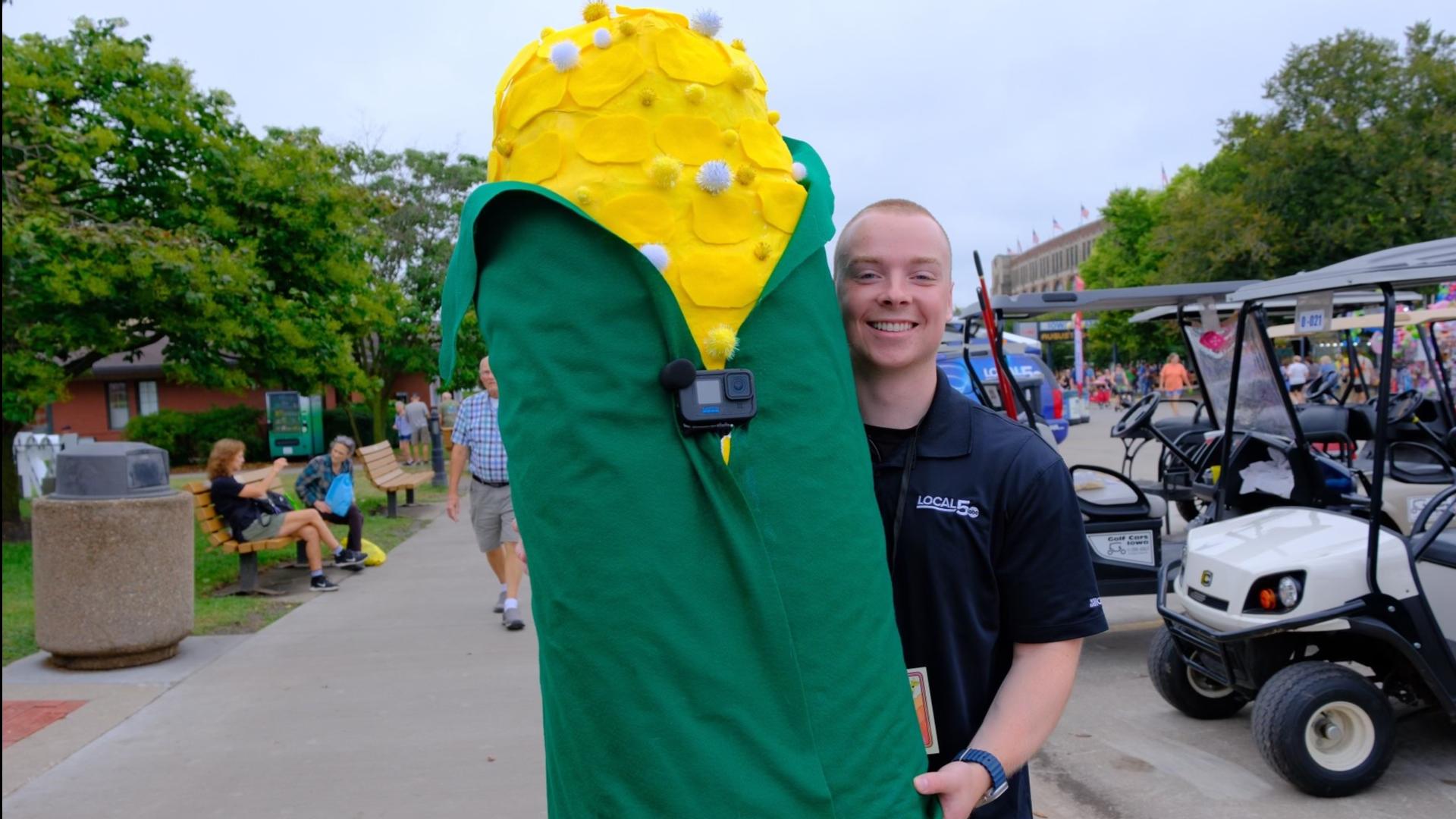 Local 5's Connor O'Neal walked the Iowa State fairgrounds holding a giant corn cob asking people what they're thankful for, and the answers were anything but corny.