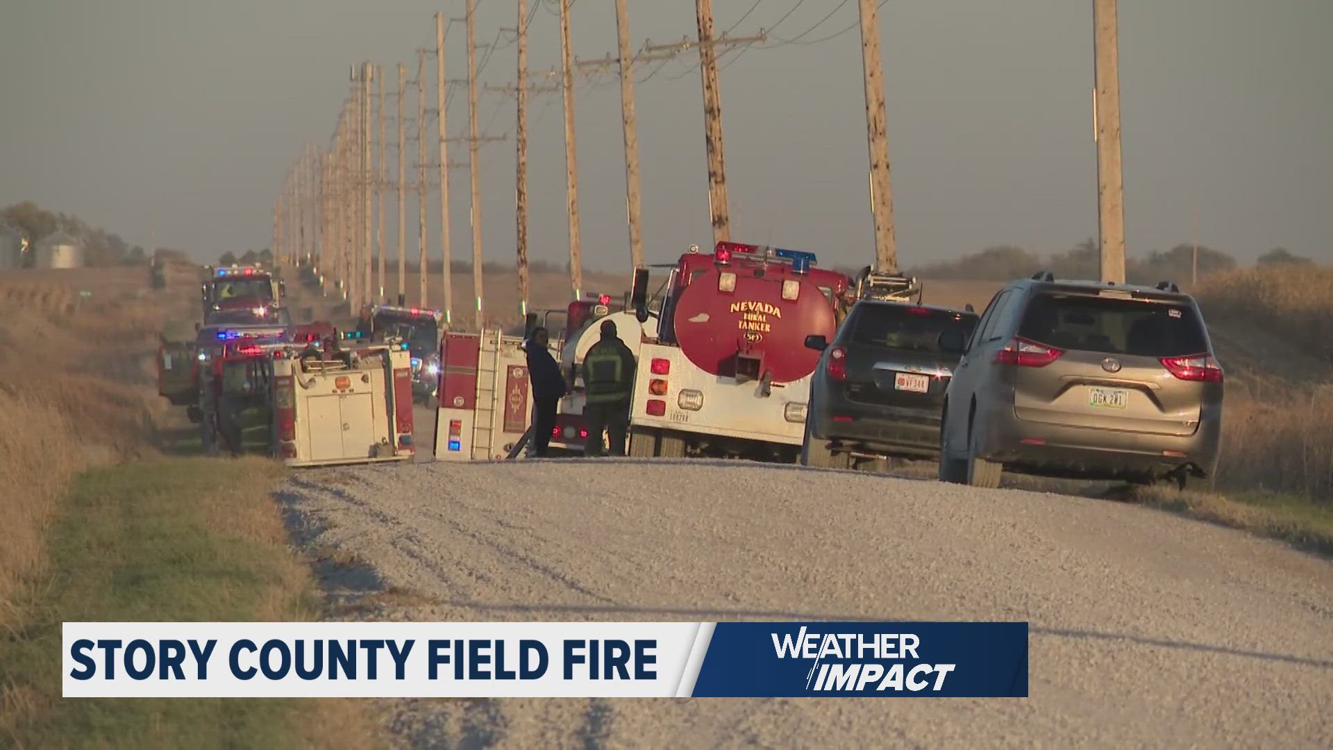 The fire accidentally started from a combine, officials say.