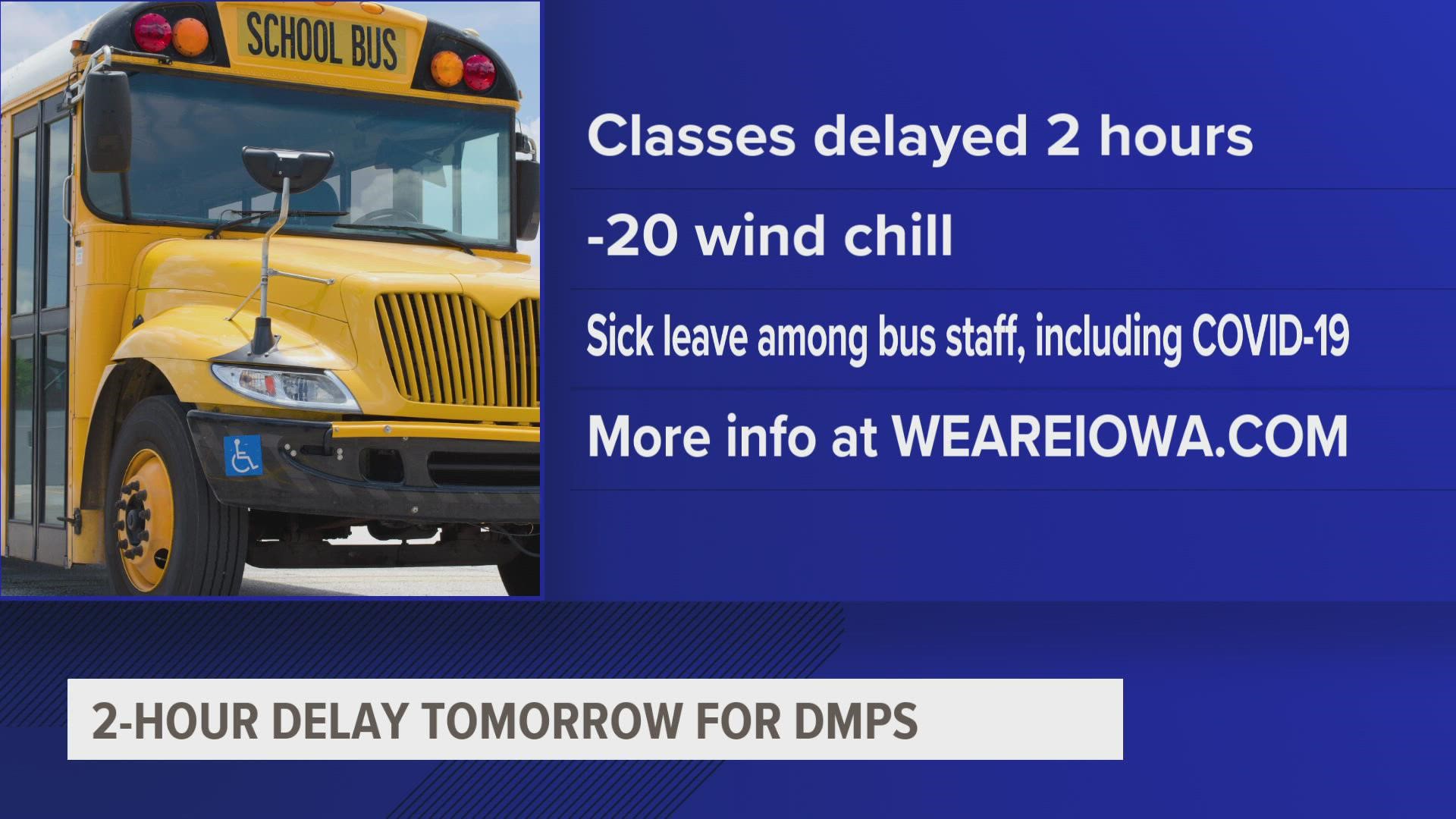 An email from the district says some bus routes will be running late due to staff being on sick leave, including COVID-19 infections.