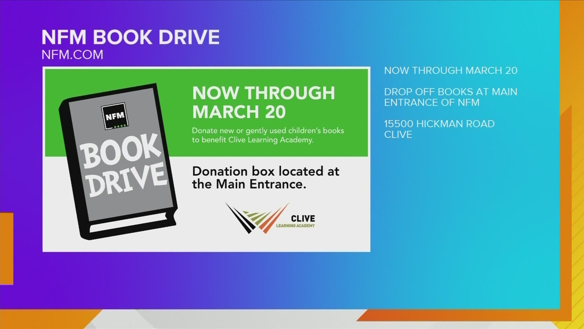 Nebraska Furniture Mart is looking for your new or gently used books for their book drive to benefit the Clive Learning Academy | PAID CONTENT