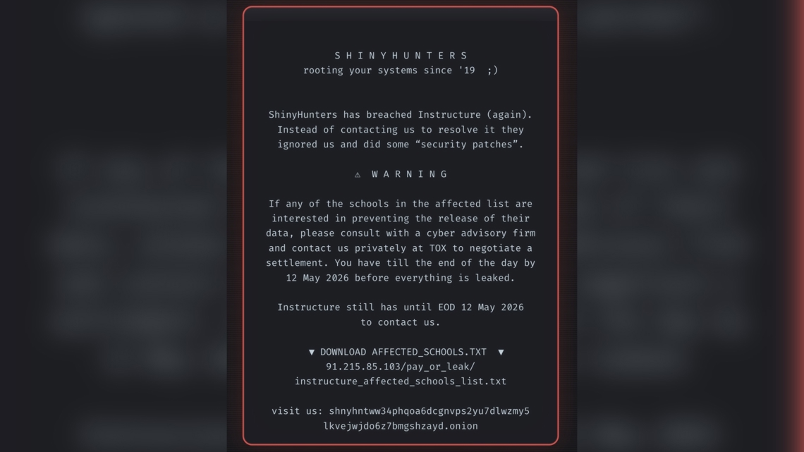 Multiple Des Moines metro schools, Iowa colleges impacted by cyberattack on Canvas Instructure, the company that owns Canvas, confirmed hacker group ShinyHunters accessed student names, ID numbers and private messages between users.