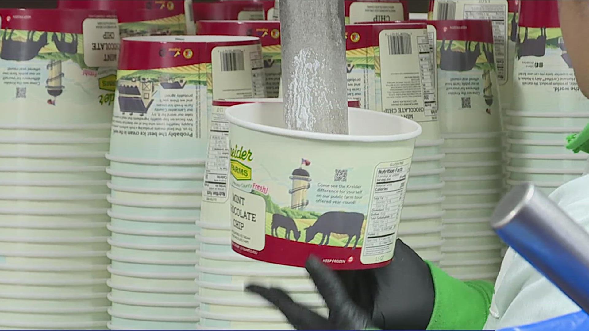 Kreider Farms takes FOX43 behind the scenes to their ice cream-making process.