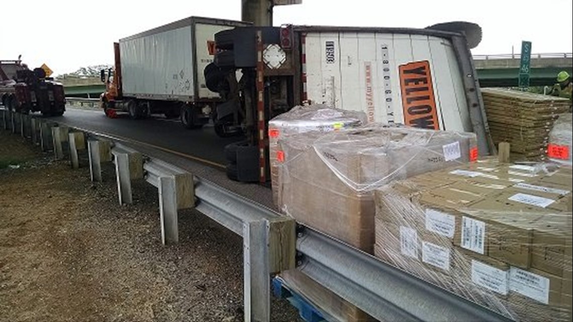 Overturned tractor trailer along I-283 at 83SB ramp | fox43.com