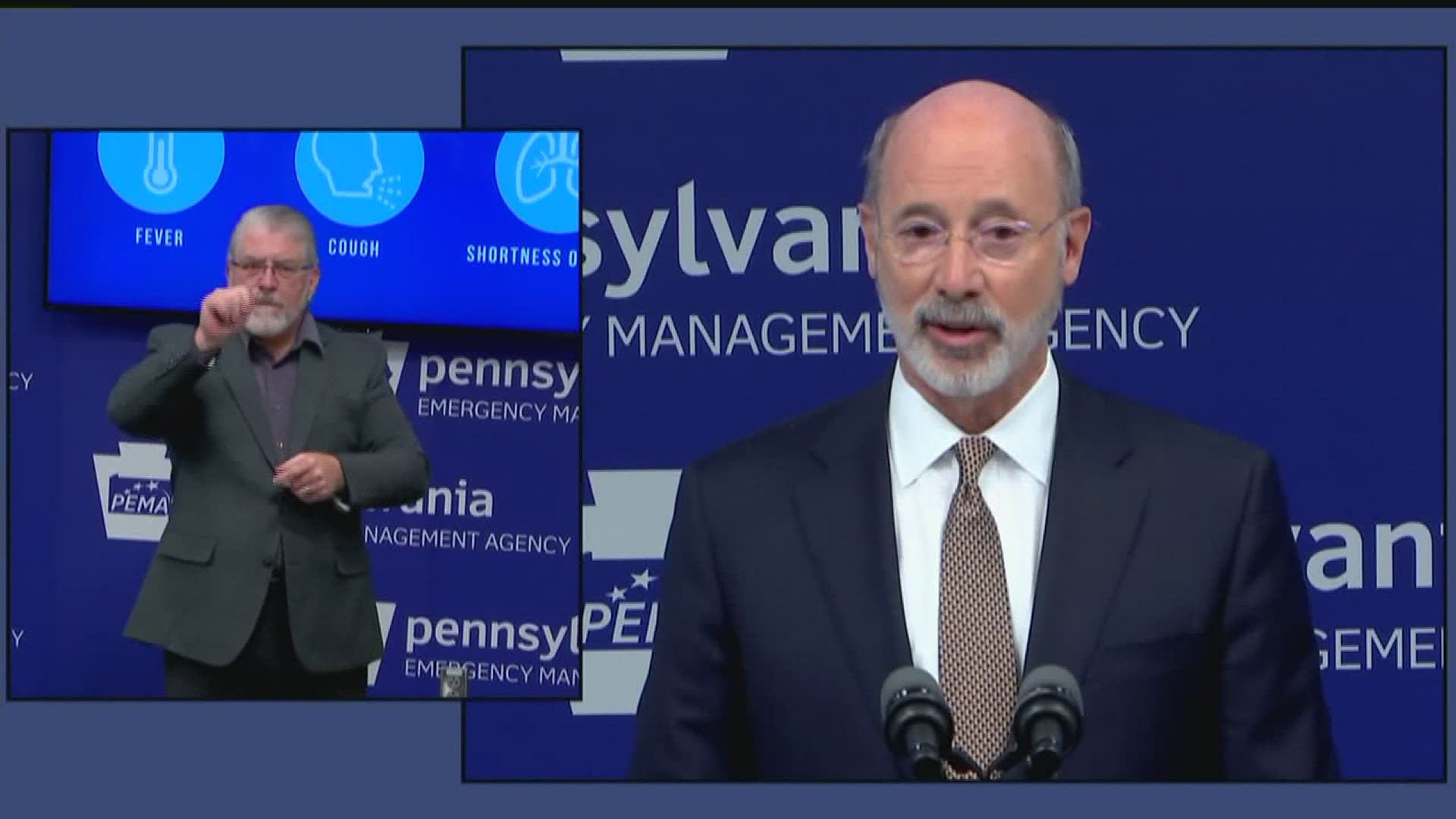 Governor Tom Wolf said at a press conference today that his recommendation is no high school sports be played until January 2021 amid the coronavirus pandemic.