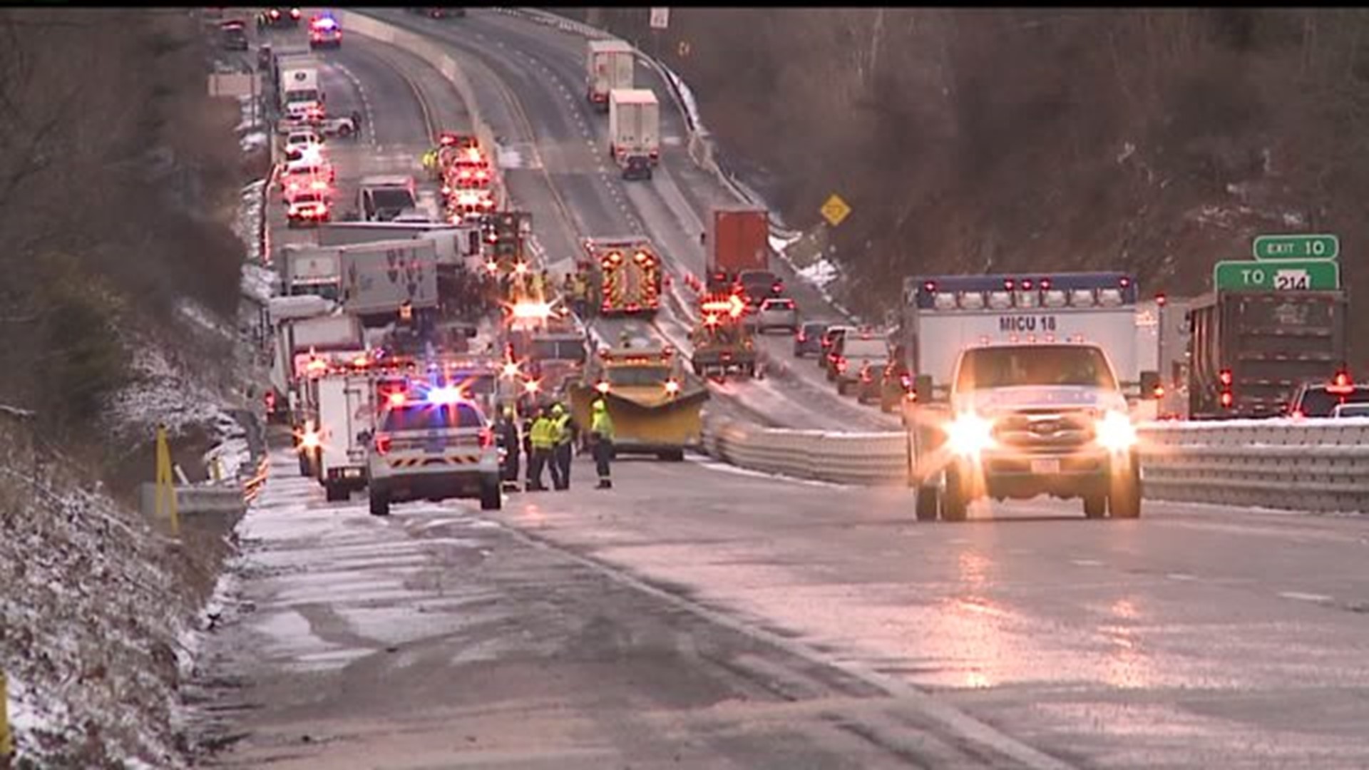 Drivers stuck in traffic react to crash on I-83 after snow squall