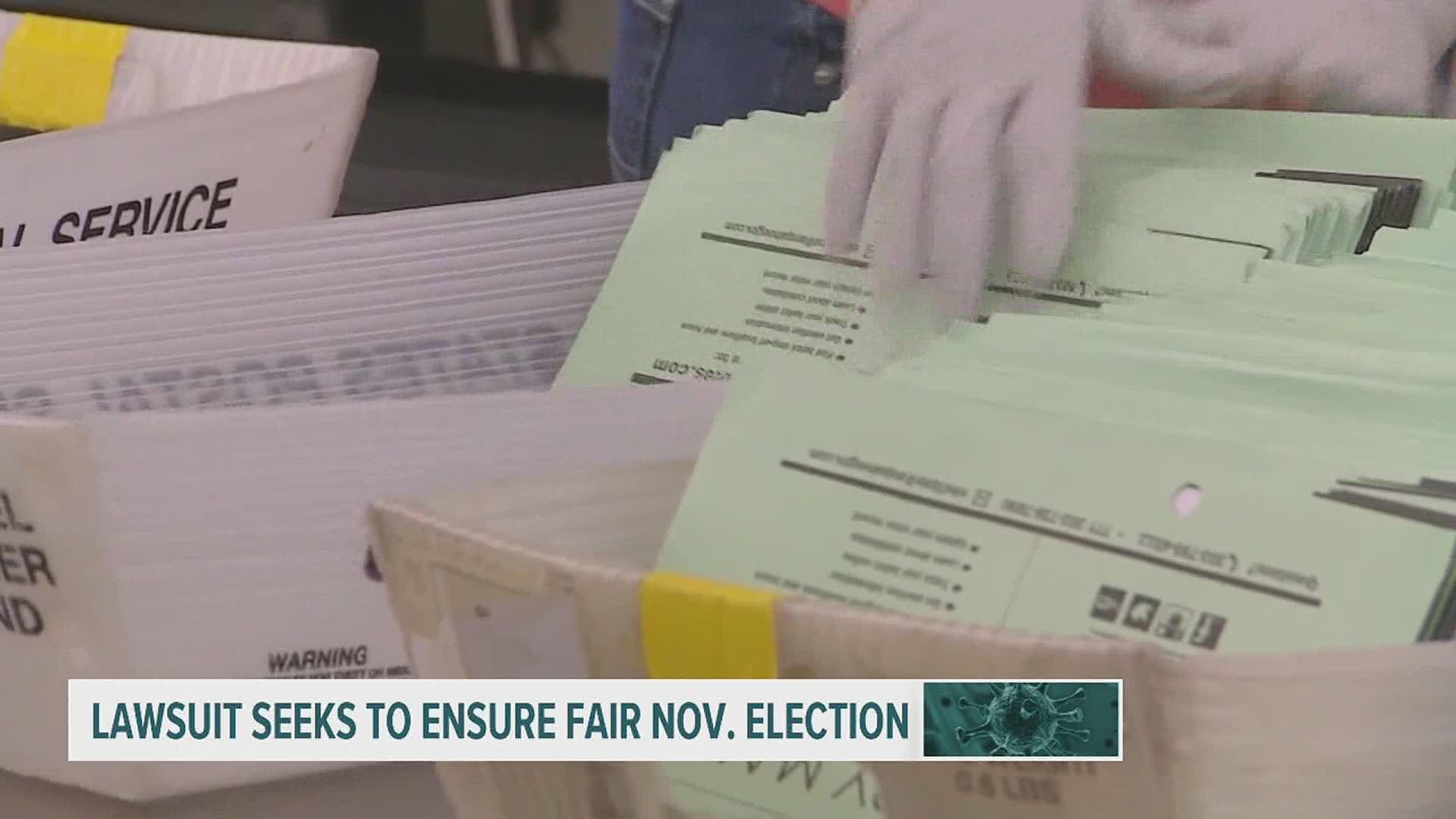 Lawsuit asks to count ballots recei ved after elections if postmarked by election day.